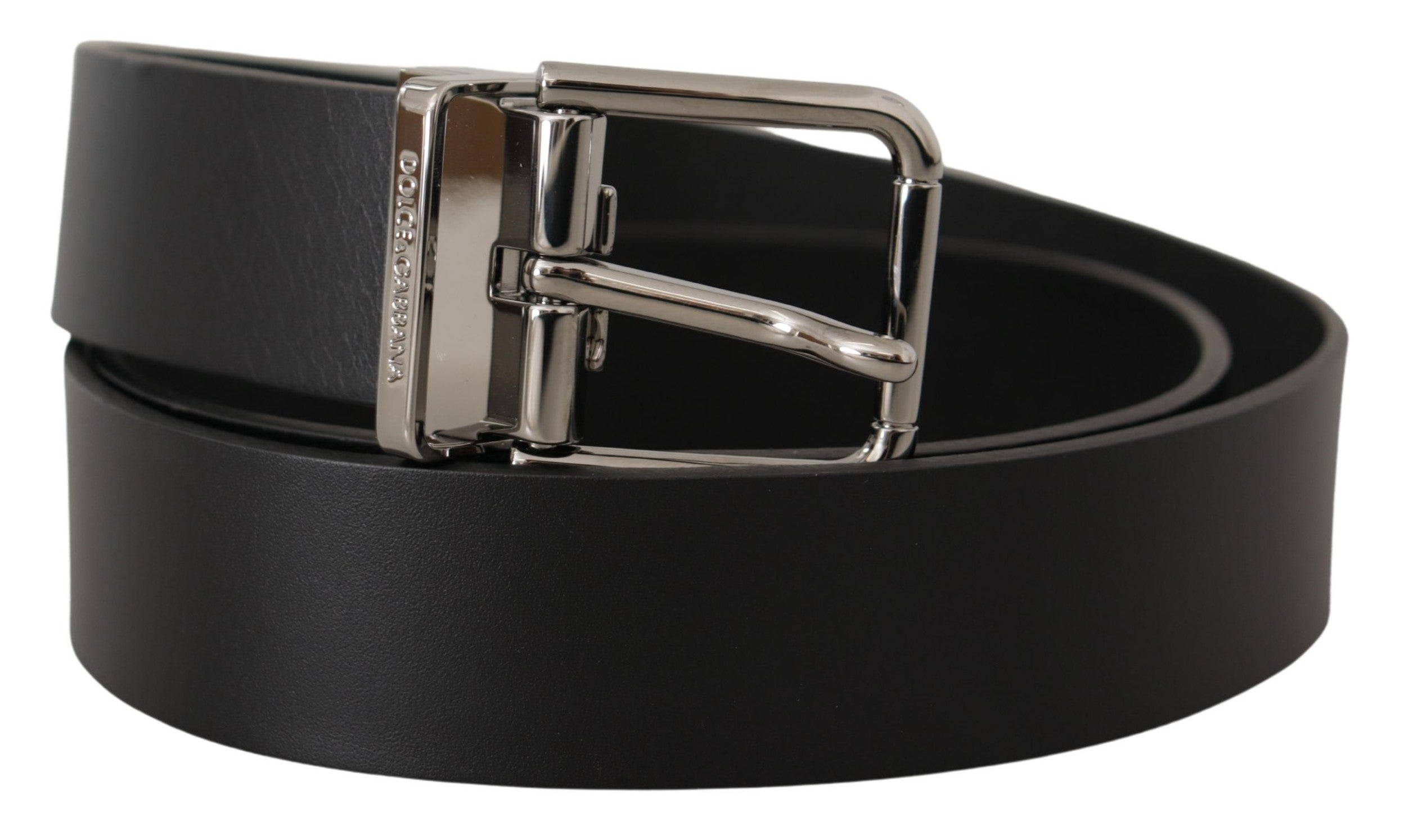 Curea elegantă din piele neagră Dolce &amp; Gabbana cu cataramă metalică