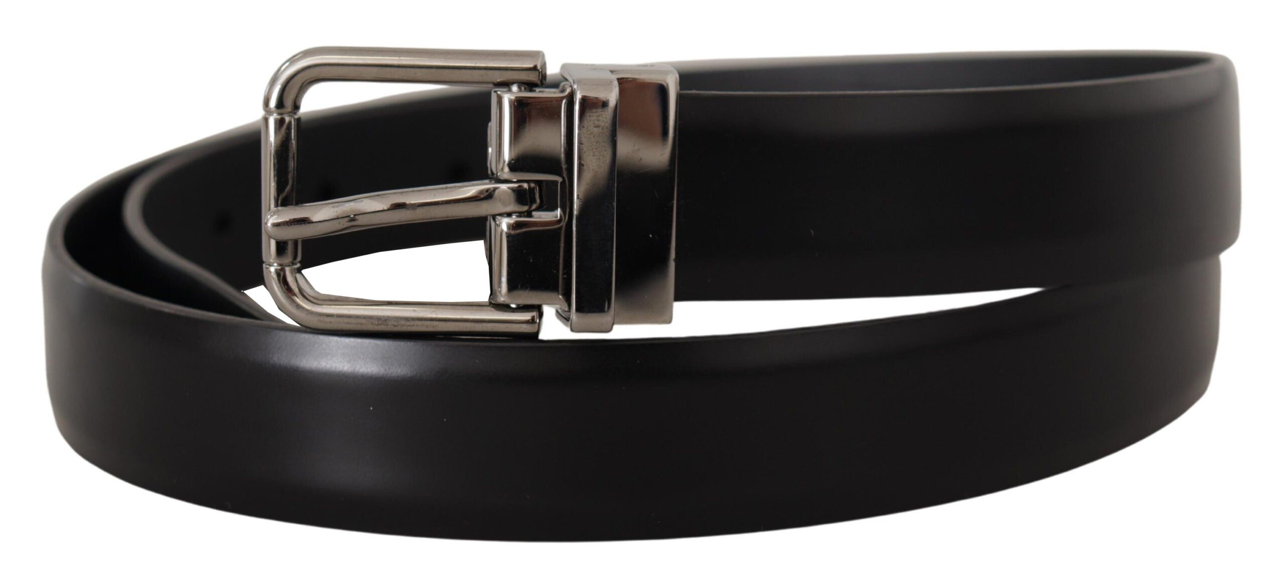Curea elegantă din piele neagră Dolce &amp; Gabbana cu cataramă metalică