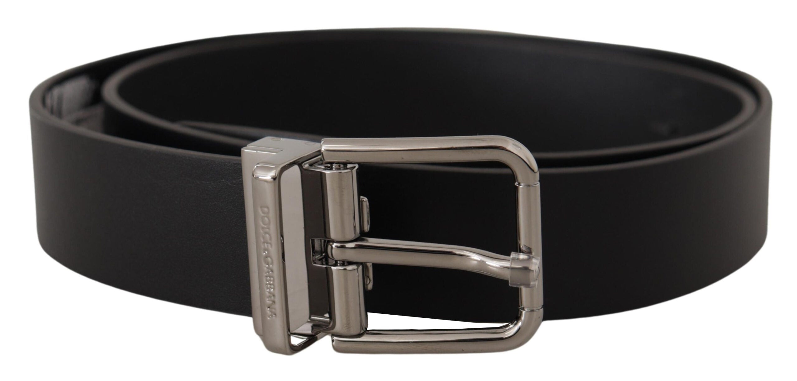 Curea Dolce &amp; Gabbana Sleek din piele neagră cu cataramă metalică