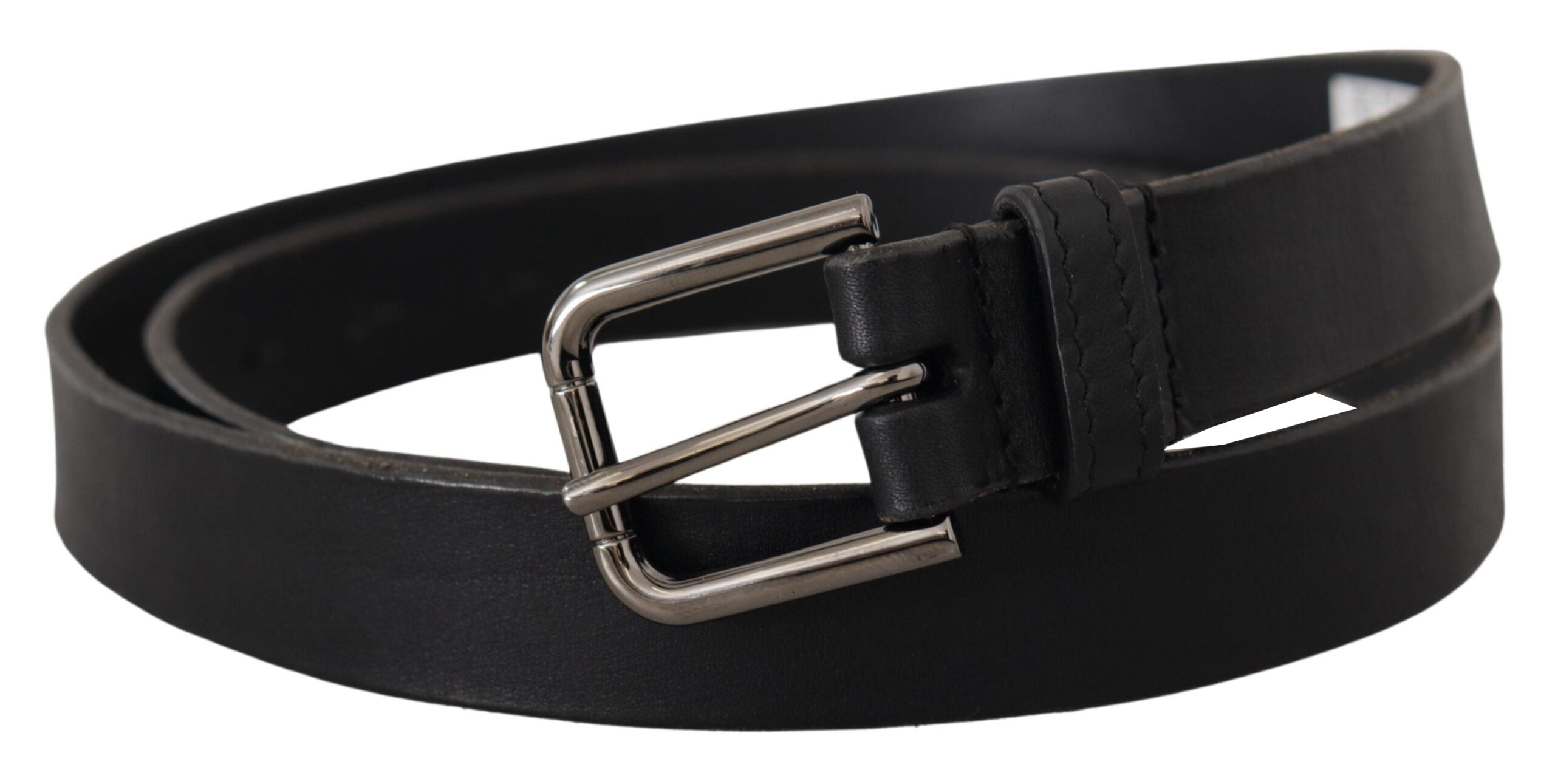 Curea elegantă din piele neagră Dolce &amp; Gabbana cu cataramă metalică