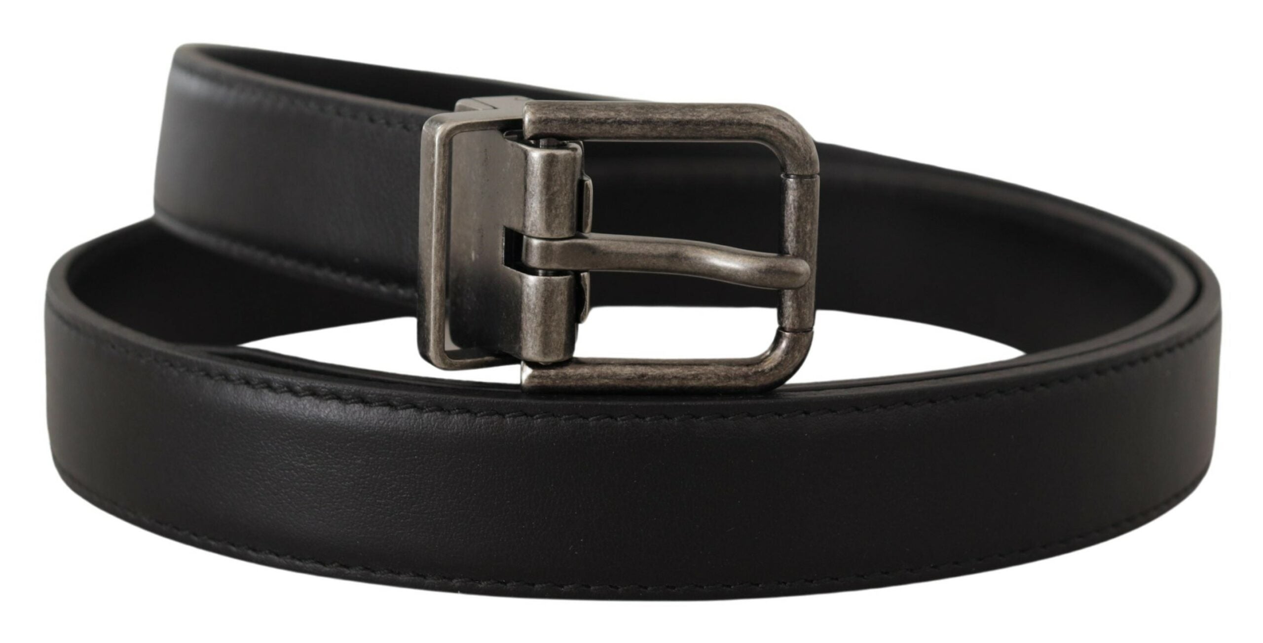 Curea elegantă din piele neagră Dolce &amp; Gabbana cu cataramă metalică