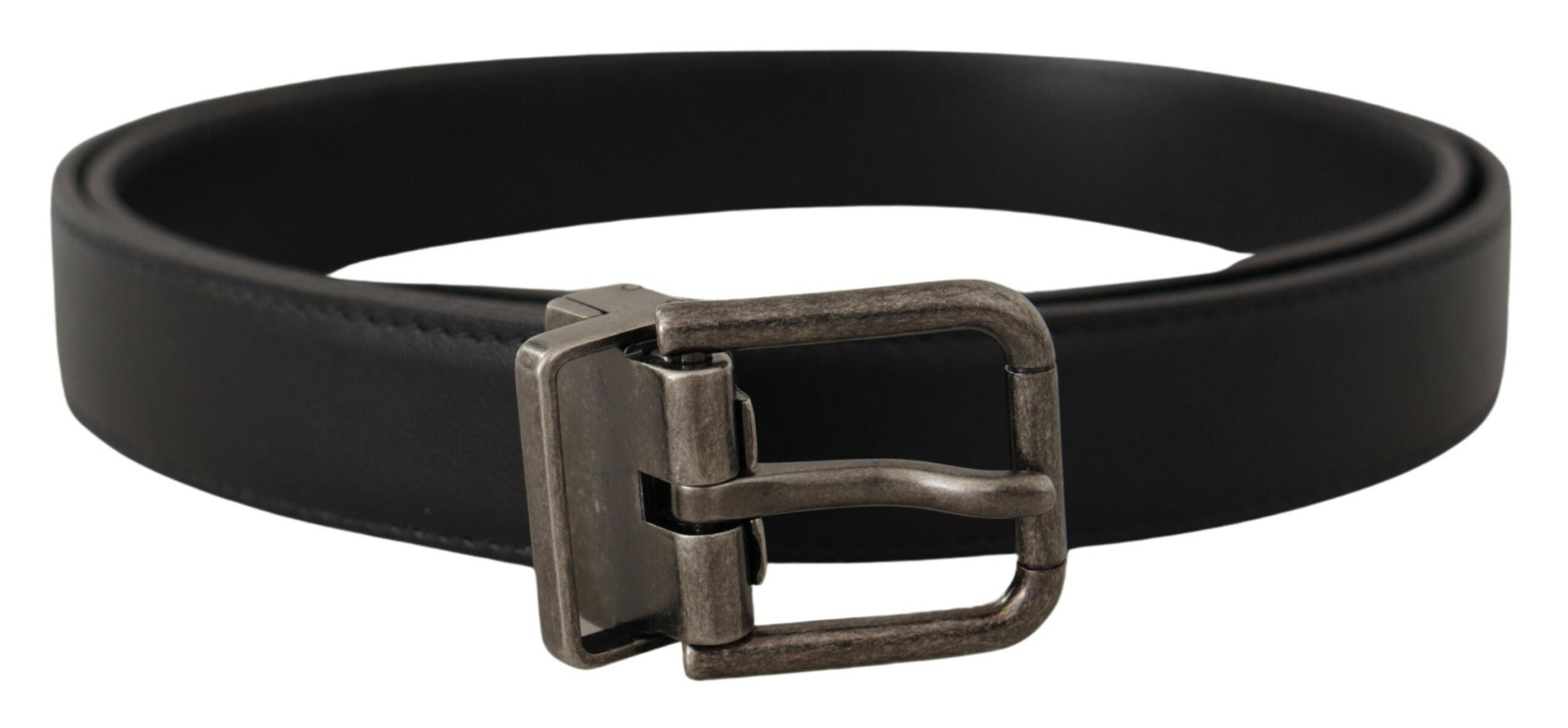 Curea elegantă din piele neagră Dolce &amp; Gabbana cu cataramă metalică