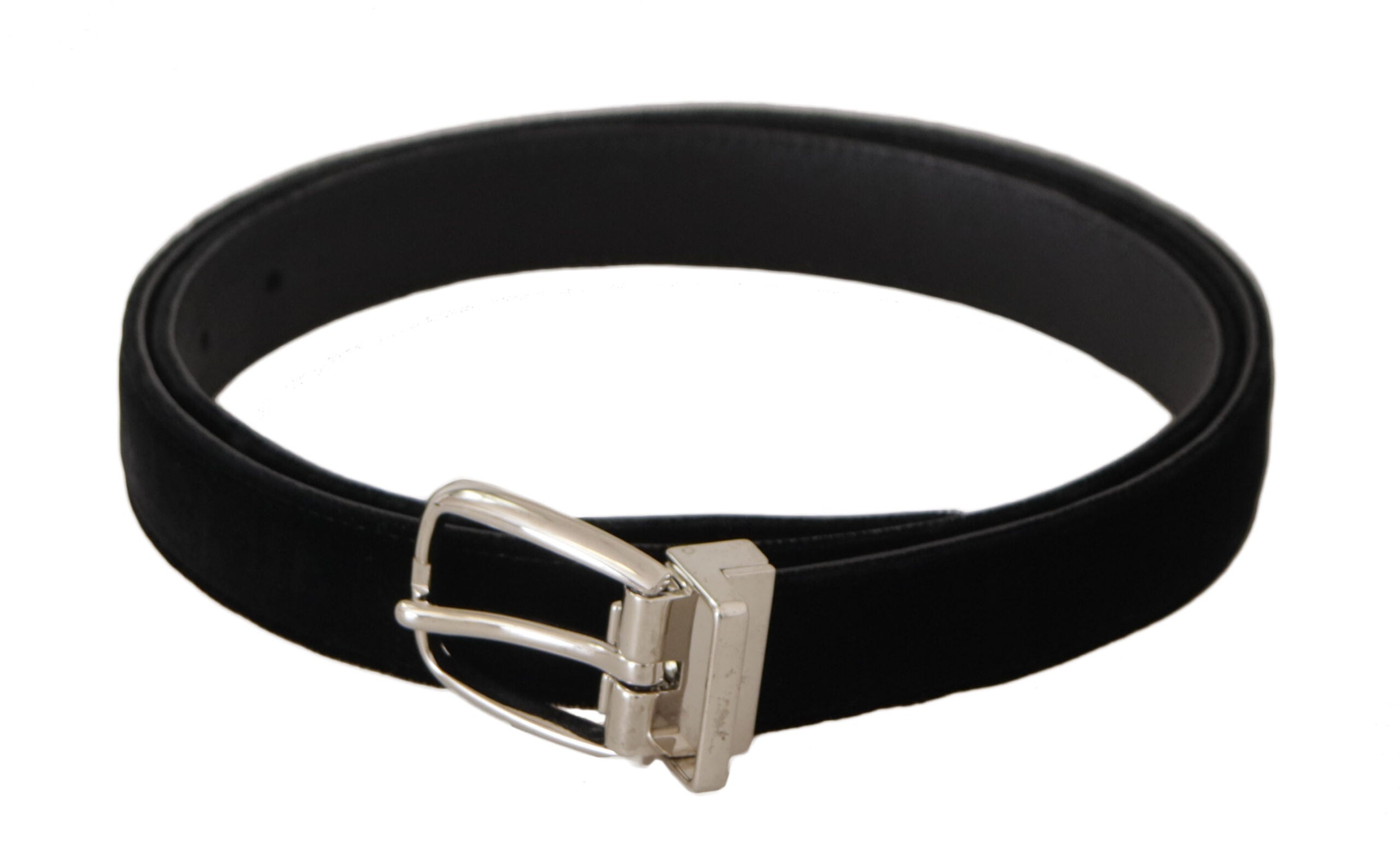 Curea elegantă din catifea neagră Dolce &amp; Gabbana cu cataramă cu logo