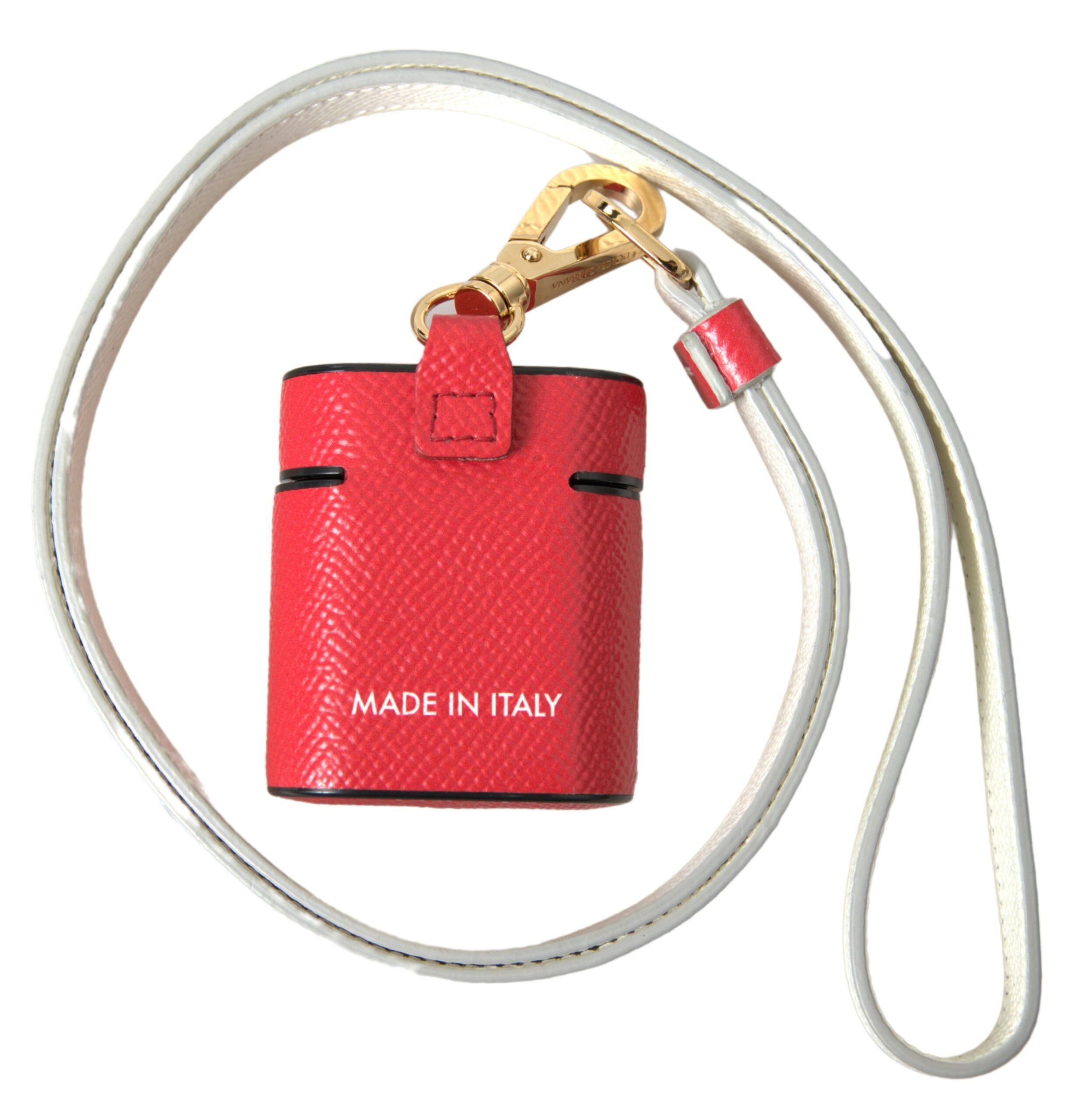 Husă elegantă Dolce &amp; Gabbana pentru Airpods din piele de vițel roșie