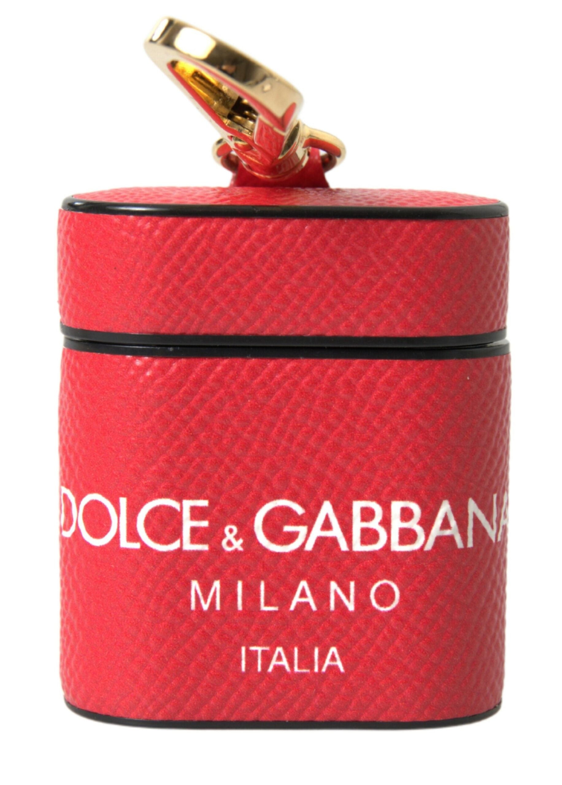 Husă elegantă Dolce &amp; Gabbana pentru Airpods din piele de vițel roșie