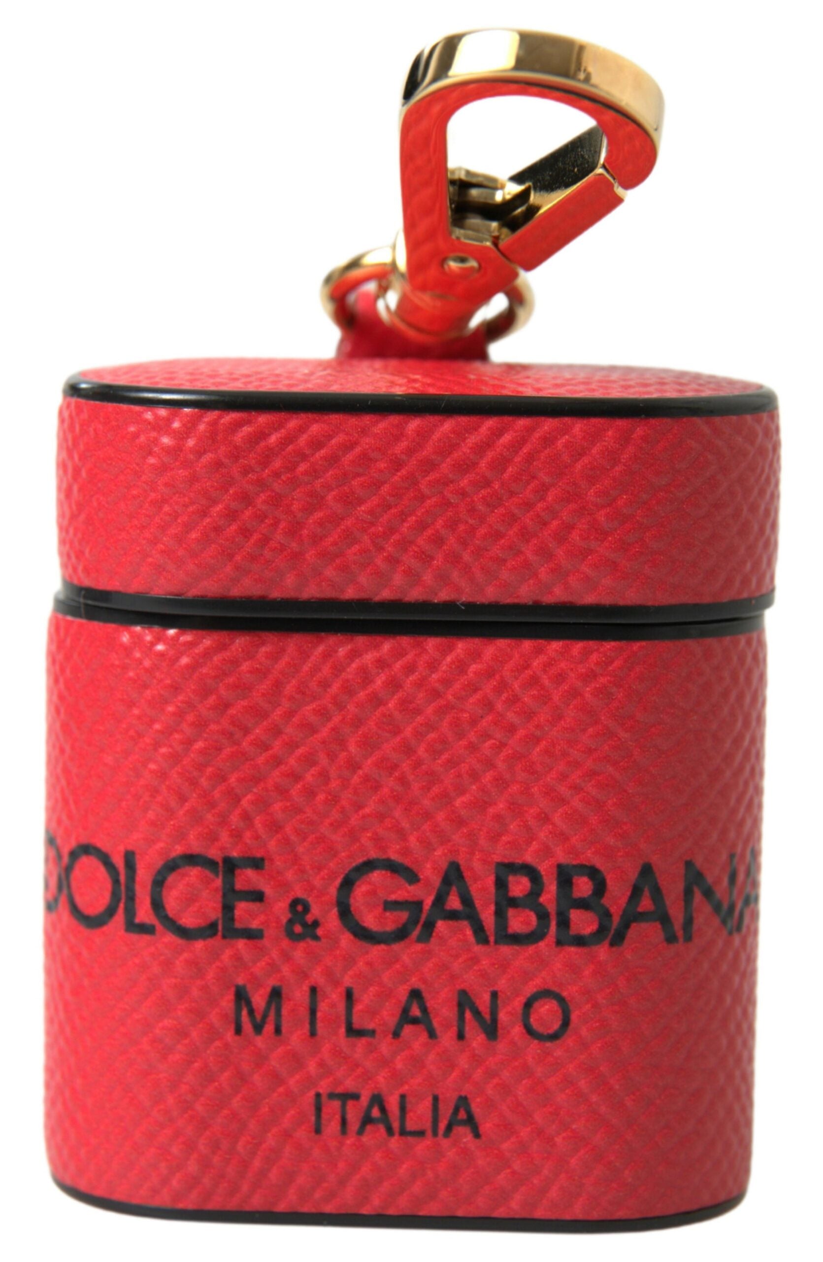 Husă elegantă din piele Dolce &amp; Gabbana pentru Airpods, neagră și roșie