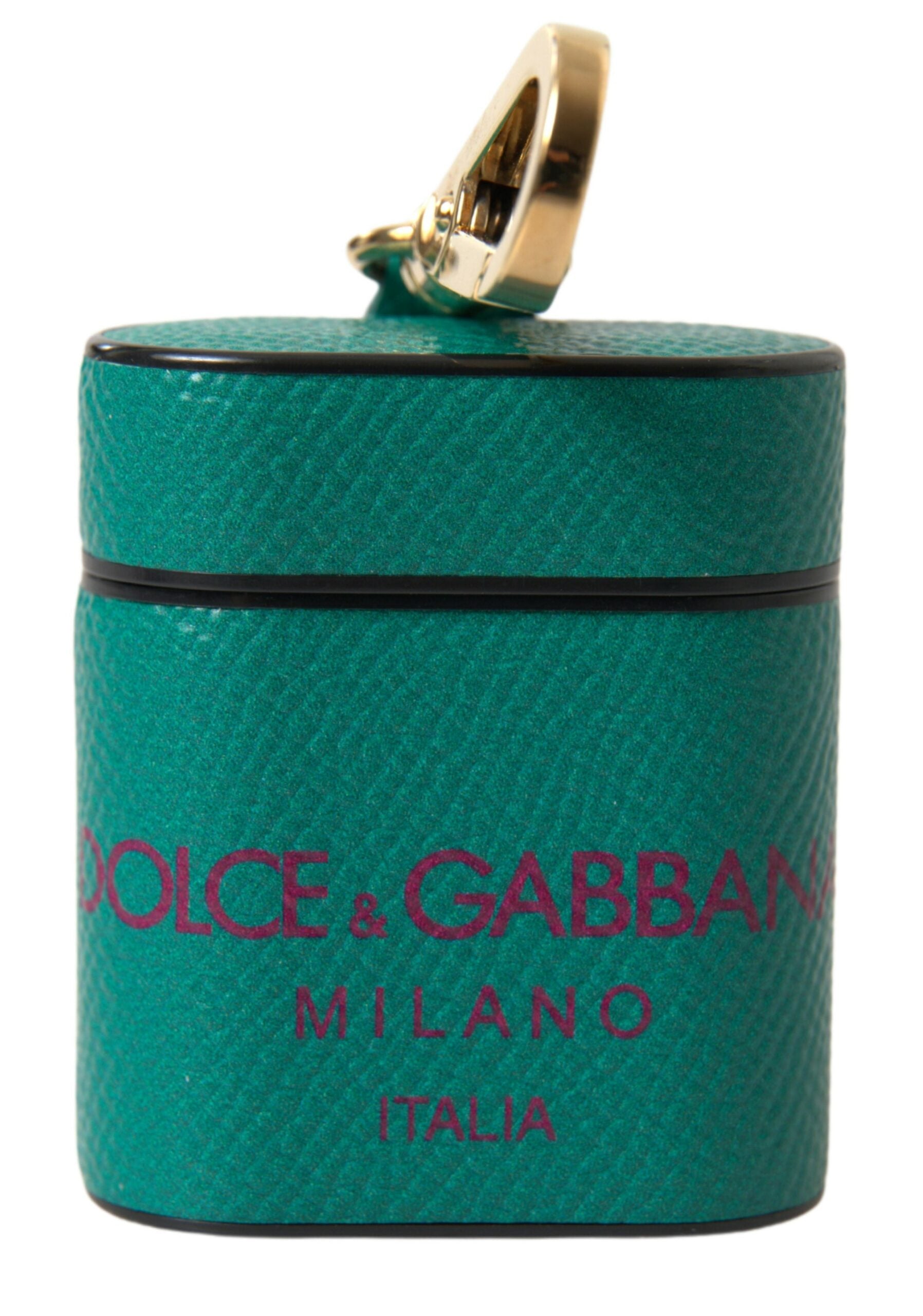 Husă elegantă din piele Dolce &amp; Gabbana pentru Airpods, verde și vișiniu