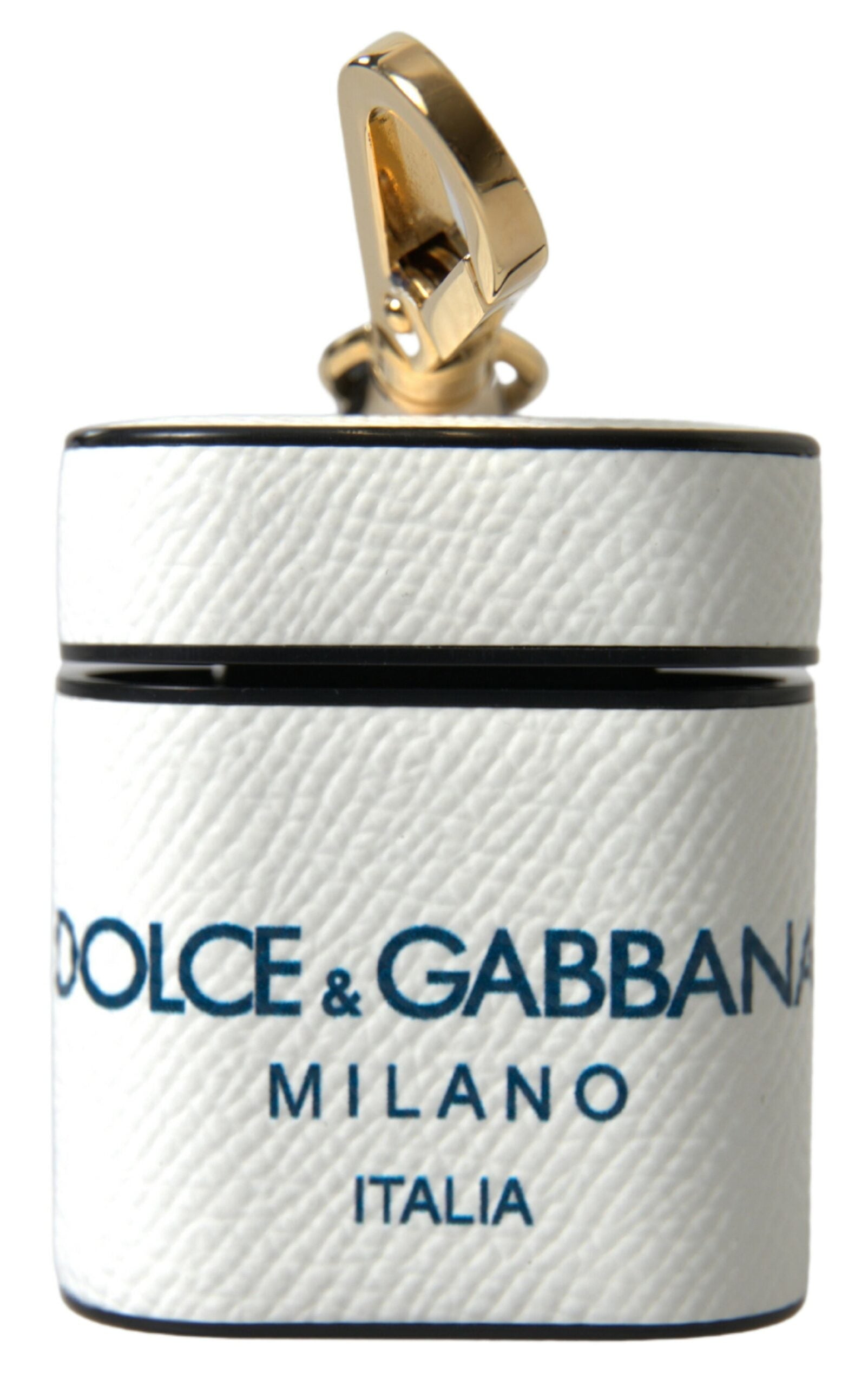 Husă elegantă din piele Dolce &amp; Gabbana pentru Airpods, alb și albastru