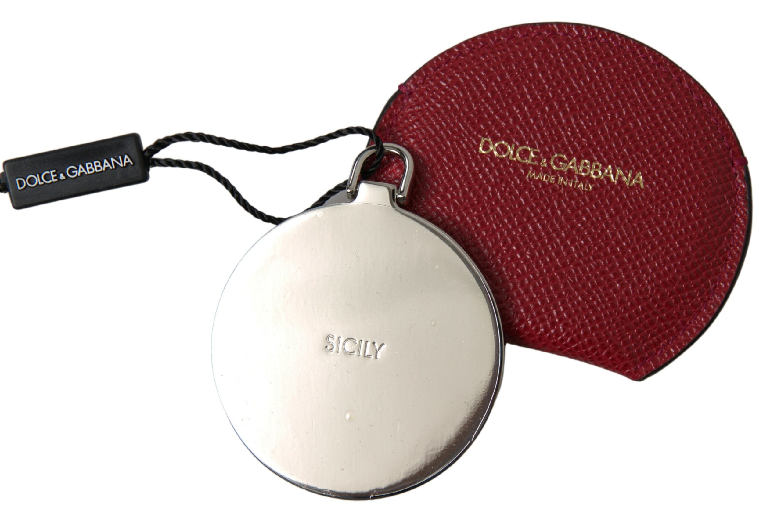 Suport pentru oglindă de mână Dolce &amp; Gabbana Chic din piele roșie