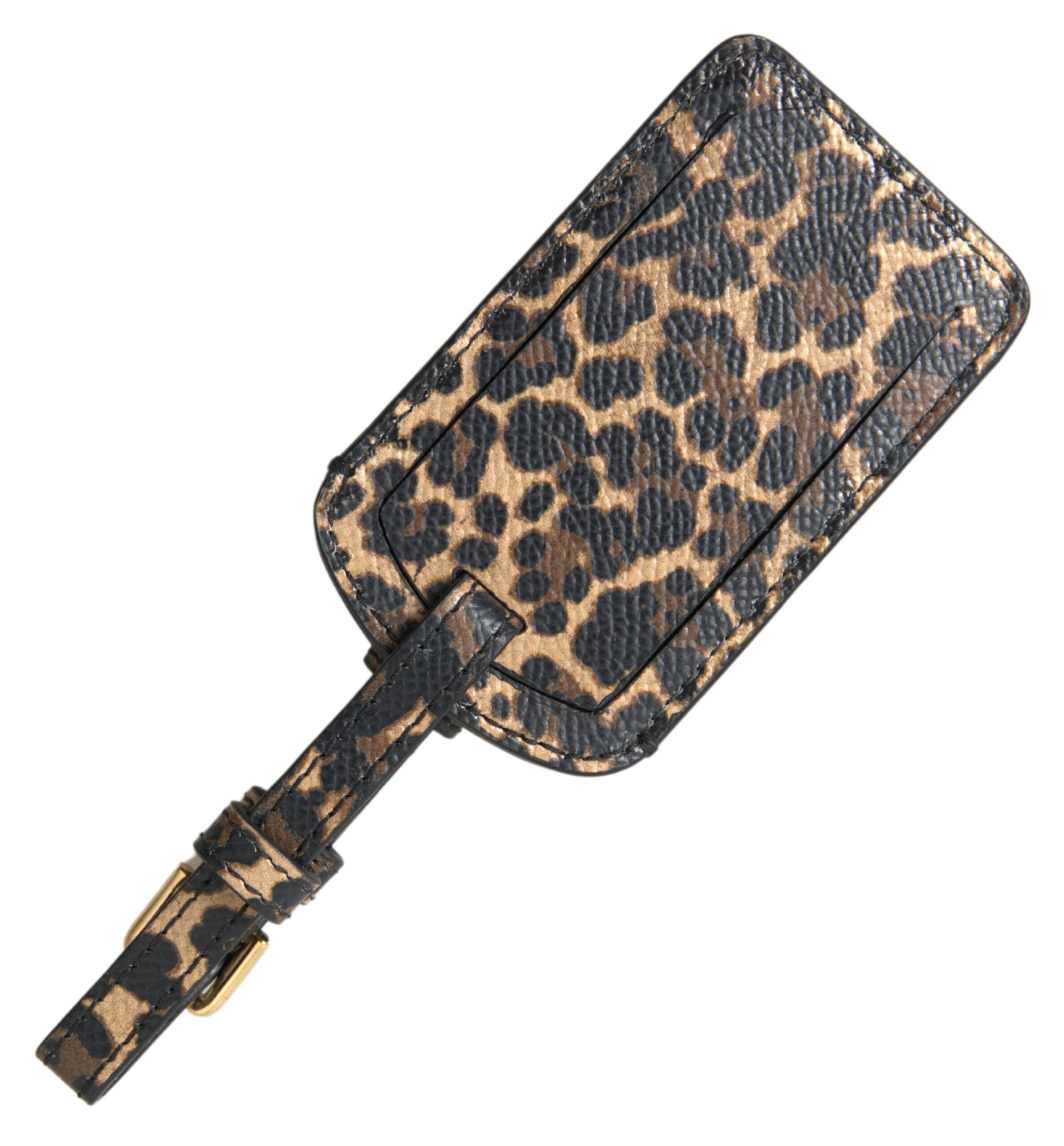 Etichetă de bagaj elegantă din piele cu imprimeu leopard Dolce &amp; Gabbana
