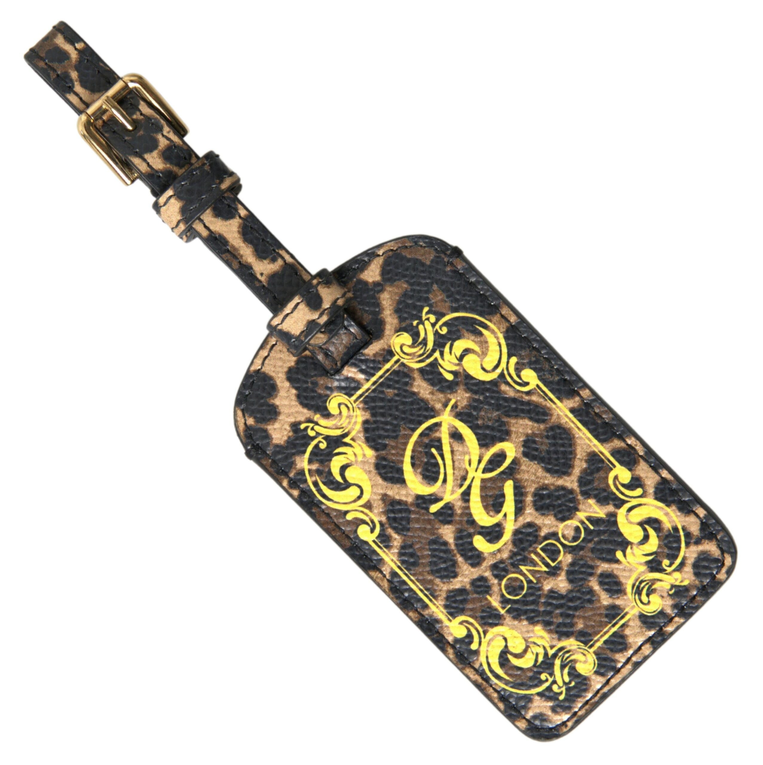 Etichetă de bagaj elegantă din piele cu imprimeu leopard Dolce &amp; Gabbana