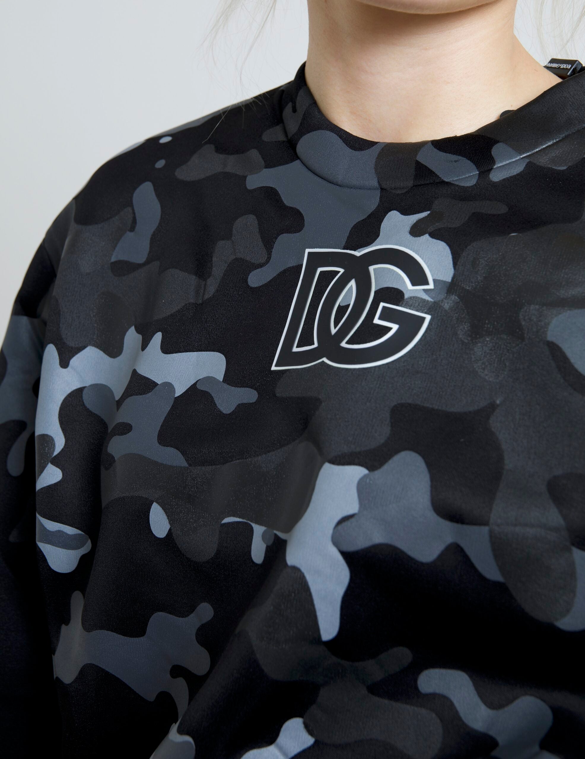 Dolce &amp; Gabbana Eleganter schwarzer Camouflage-Pullover