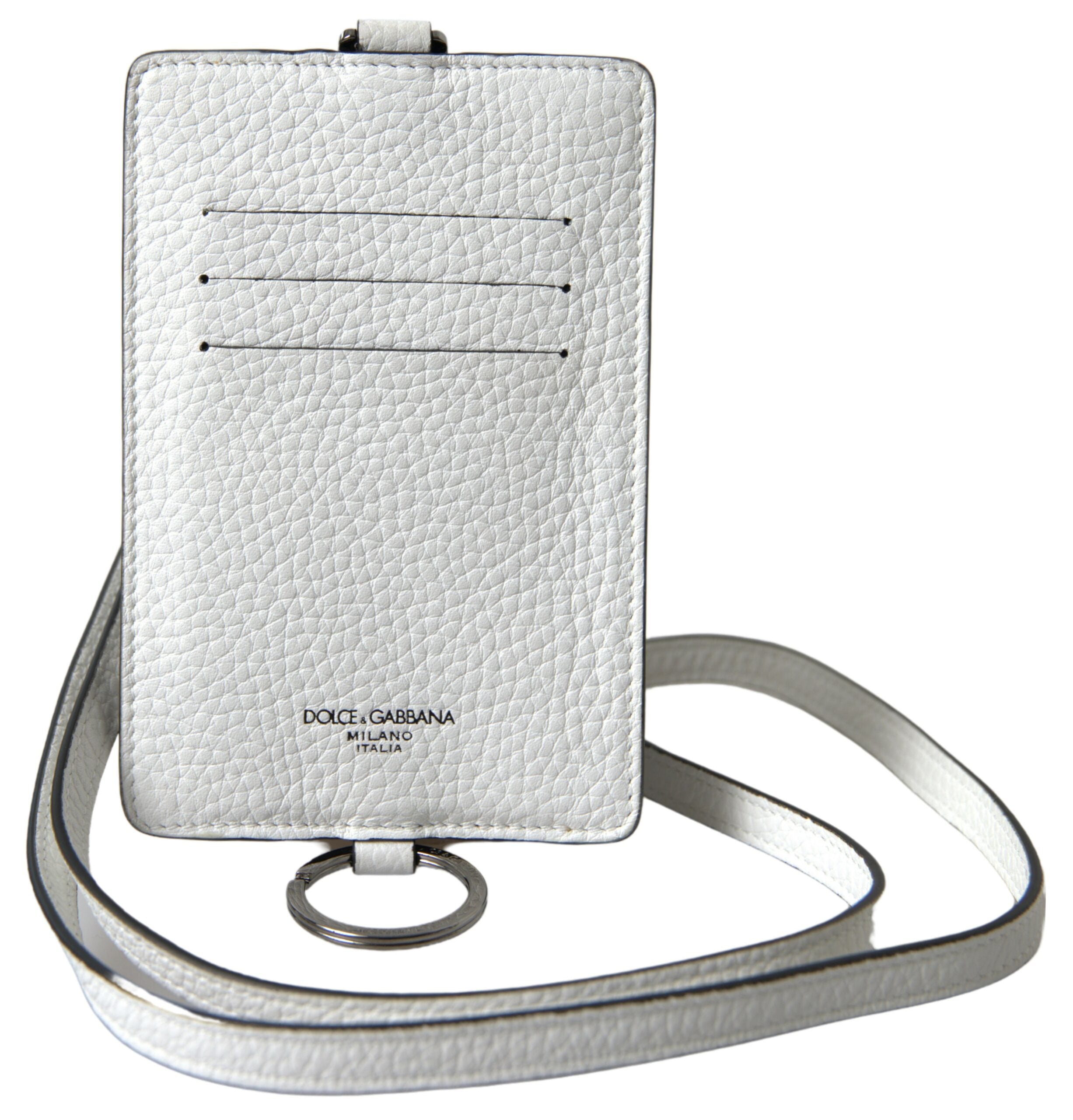 Dolce &amp; Gabbana Elegantes Kartenetui aus weißem Leder