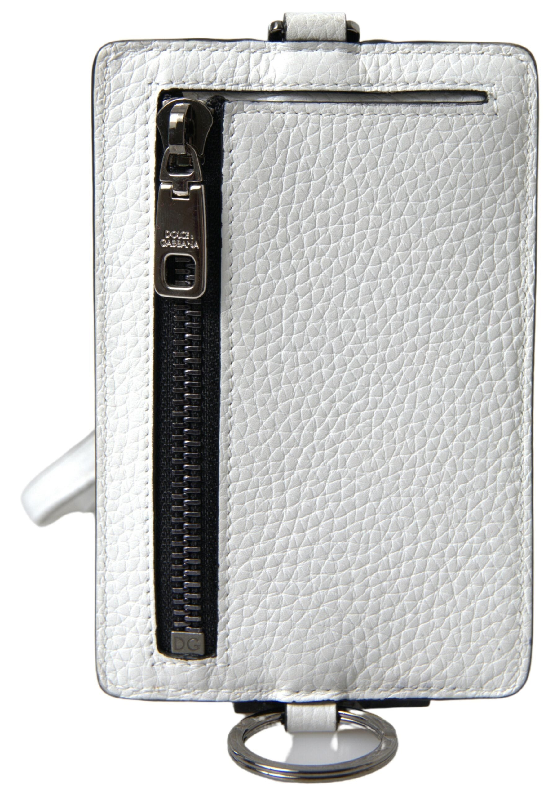 Dolce &amp; Gabbana Elegantes Kartenetui aus weißem Leder