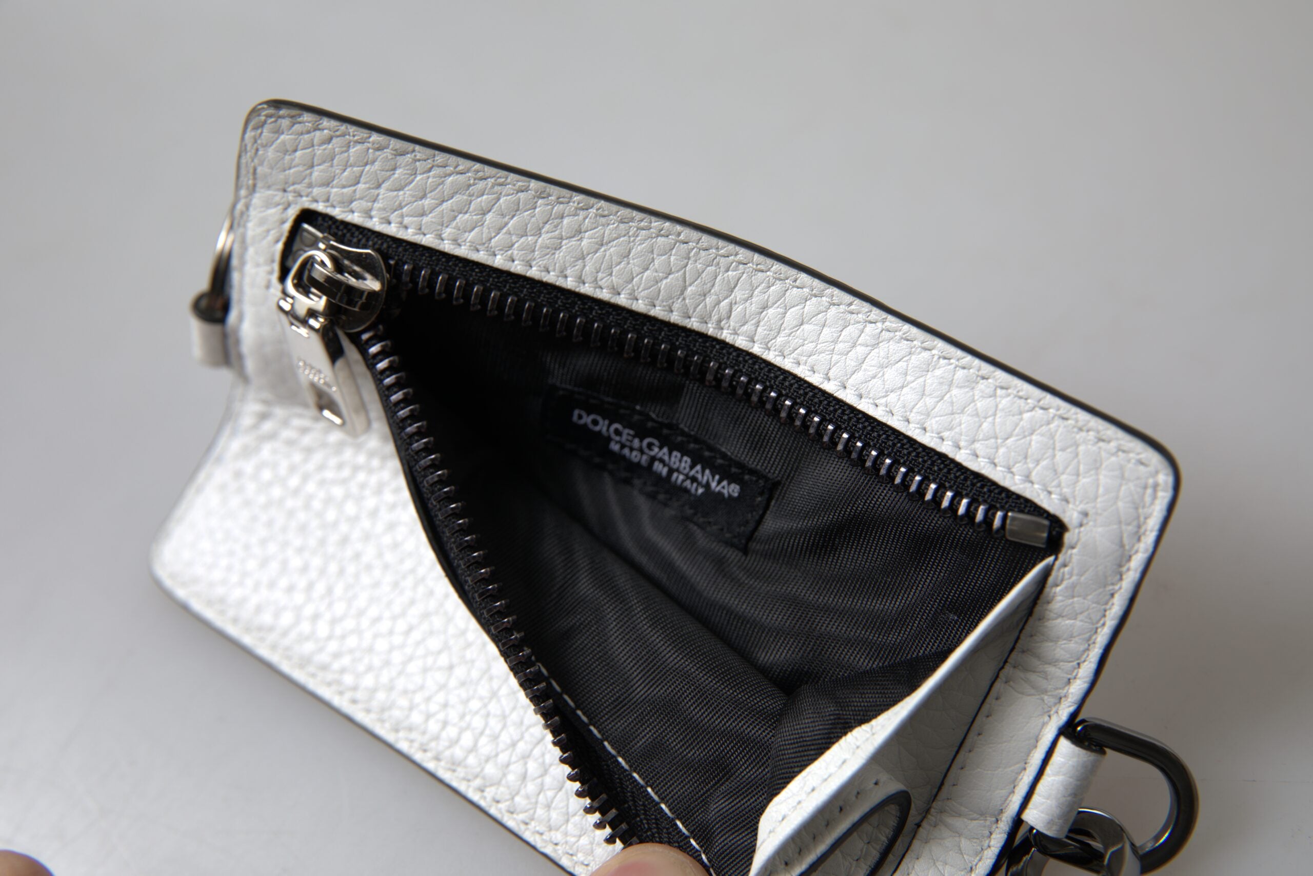 Dolce &amp; Gabbana Elegantes Kartenetui aus weißem Leder