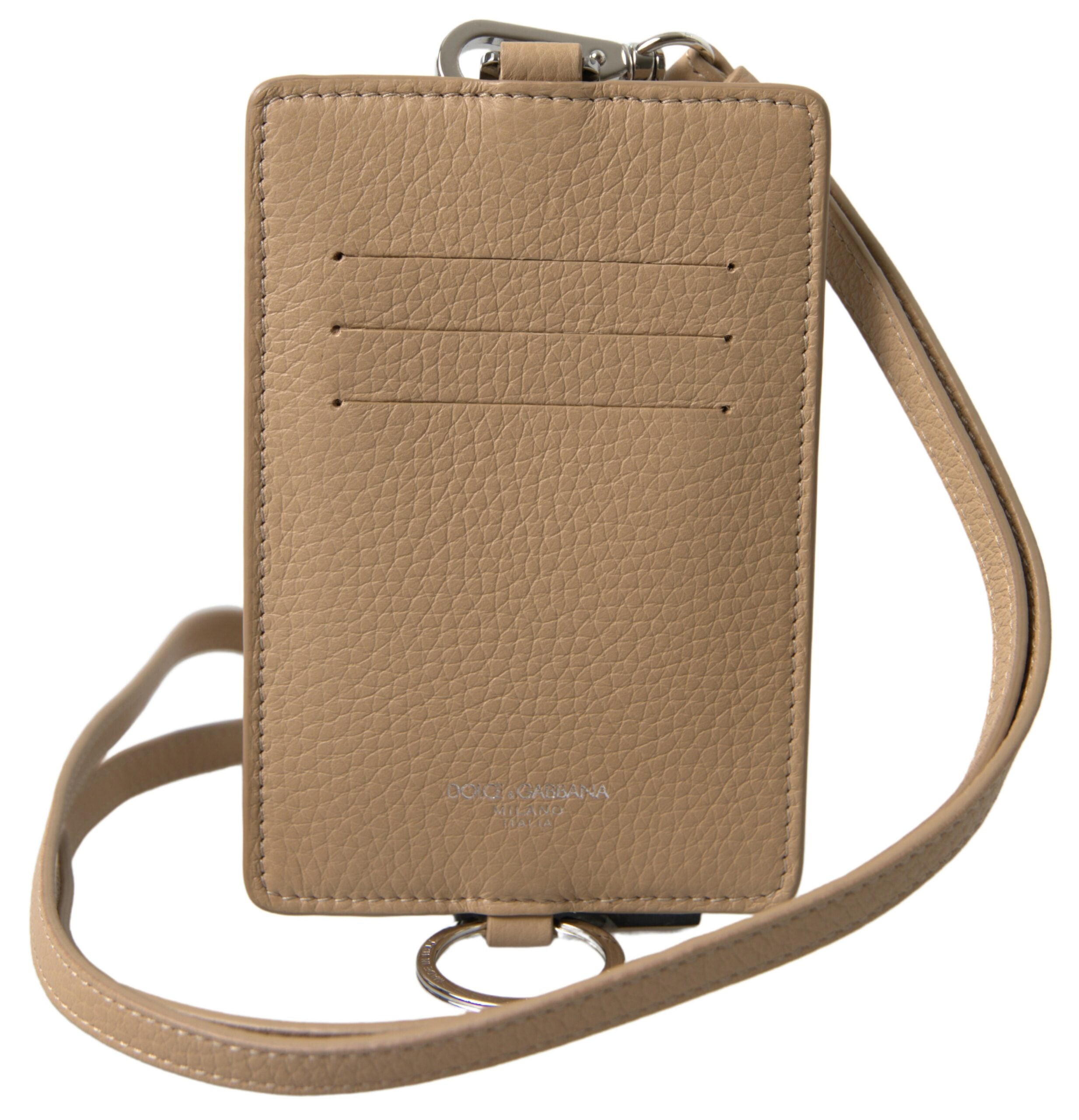 Dolce &amp; Gabbana Elegantes Kartenetui aus beigefarbenem Leder