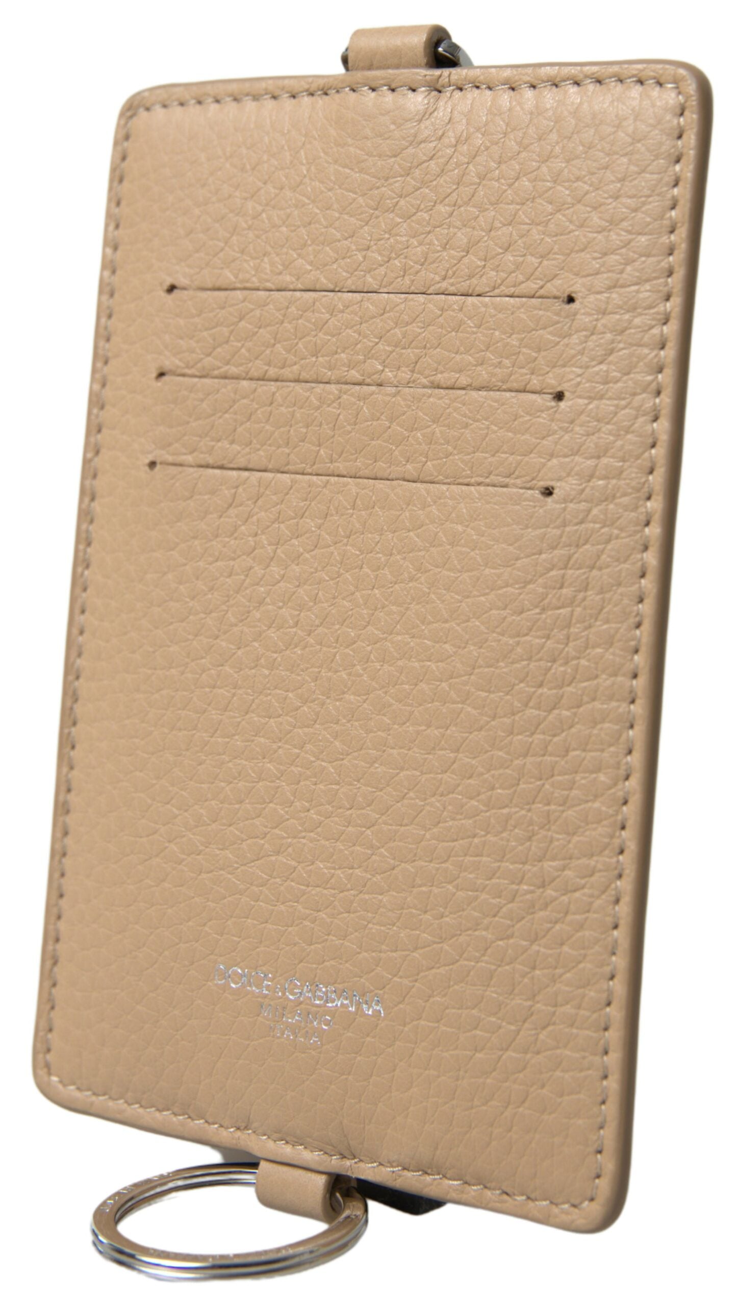 Dolce &amp; Gabbana Elegantes Kartenetui aus beigefarbenem Leder
