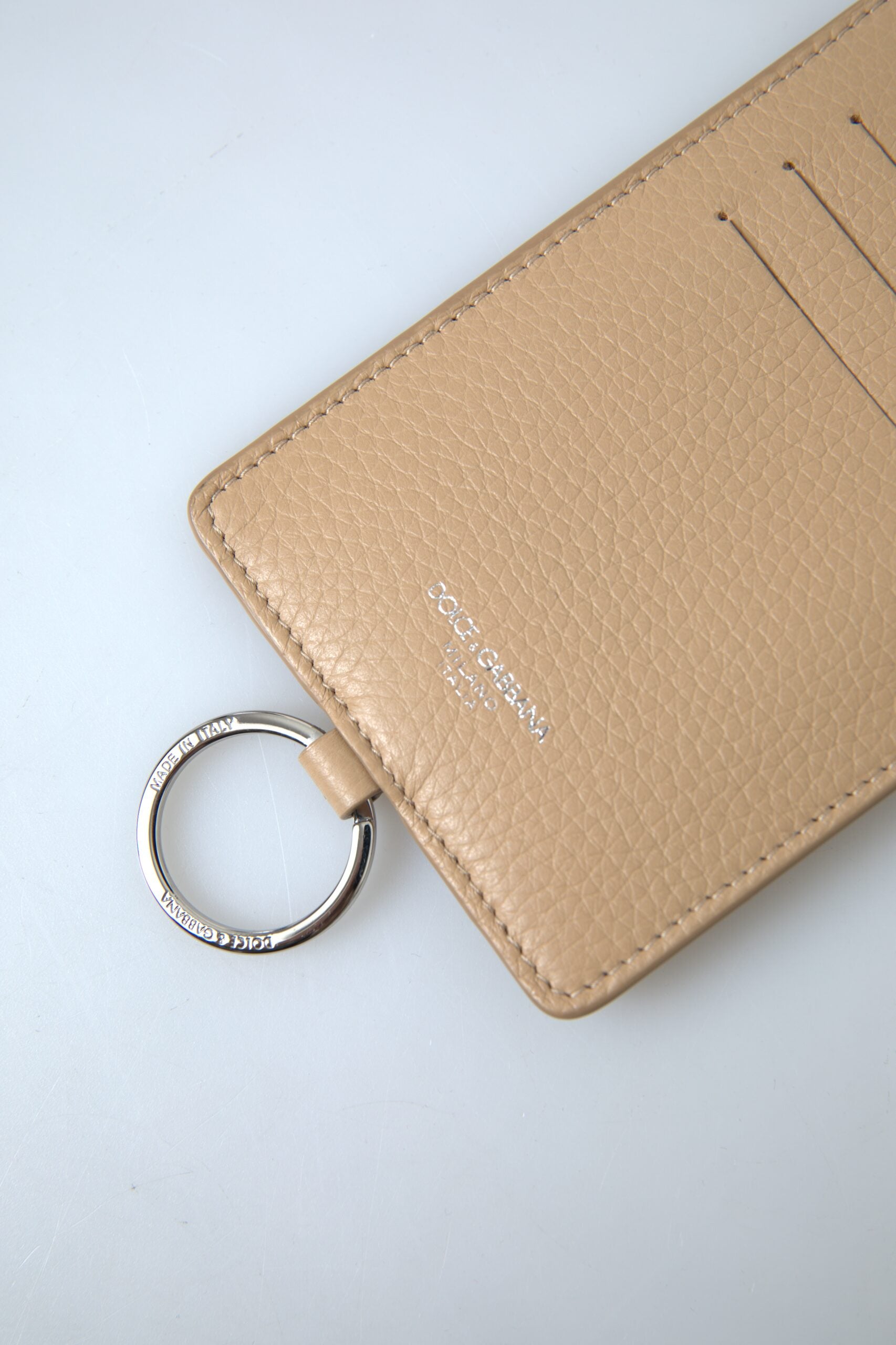 Dolce &amp; Gabbana Elegantes Kartenetui aus beigefarbenem Leder