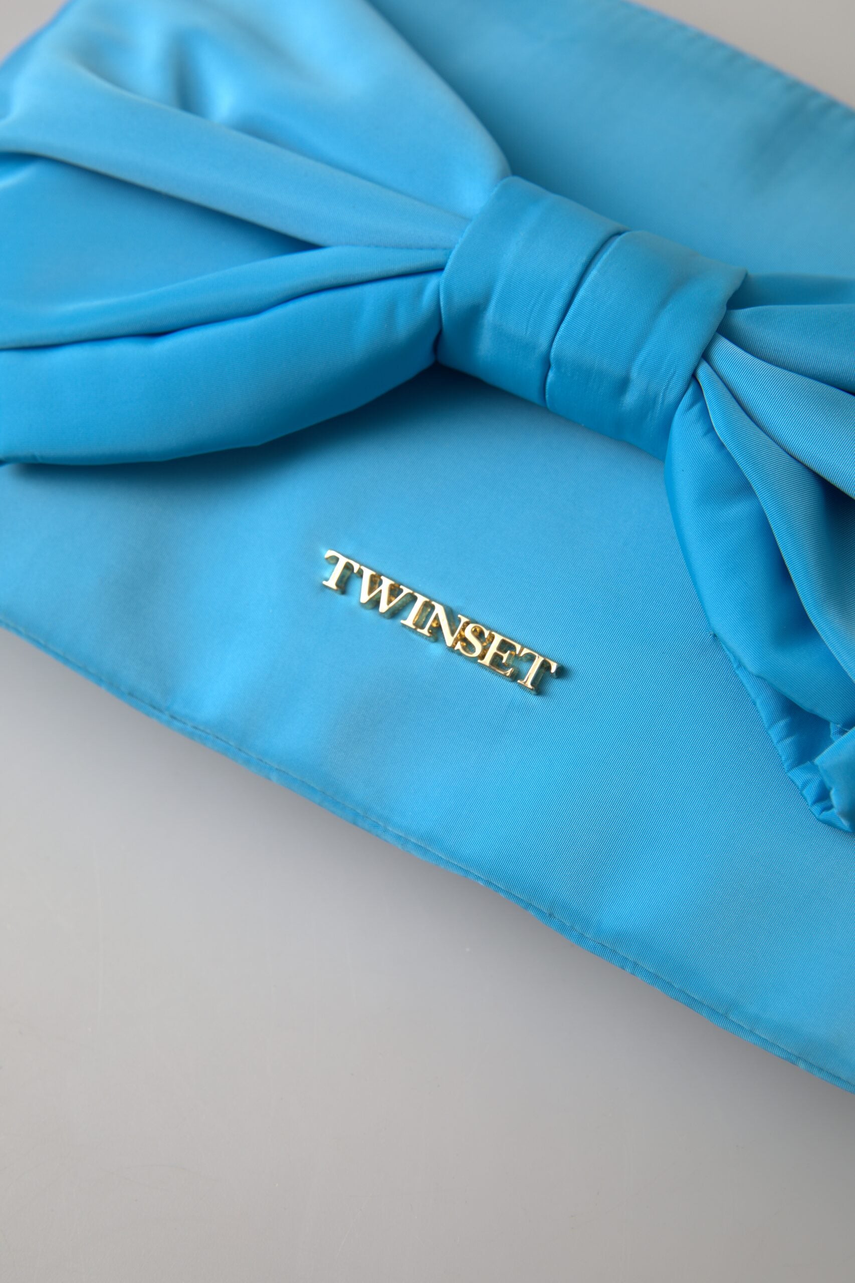 Clutch elegant din mătase Twinset cu accent de fundă