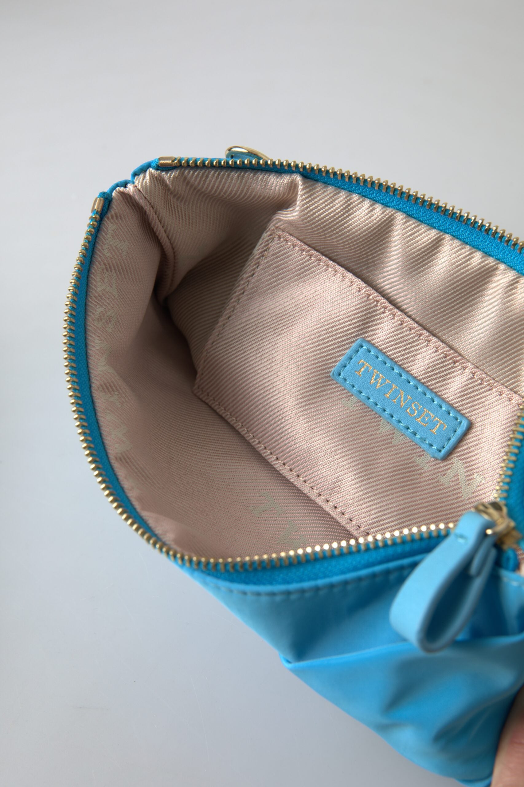 Clutch elegant din mătase Twinset cu accent de fundă