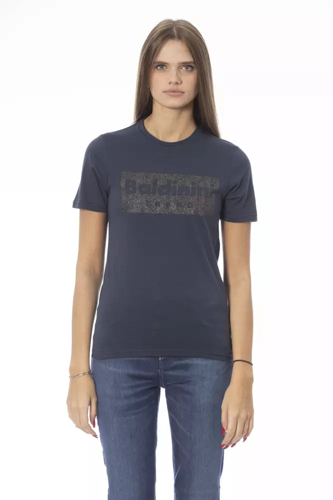 Baldinini Trend Blaues Baumwoll-Damen-T-Shirt