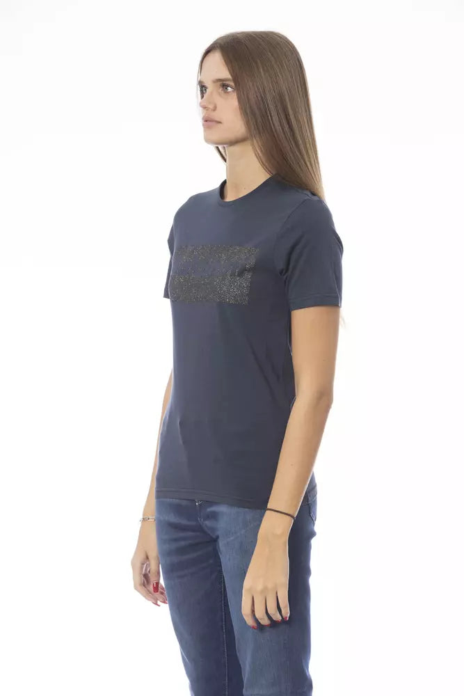 Tricou Baldinini Trend albastru din bumbac pentru femei