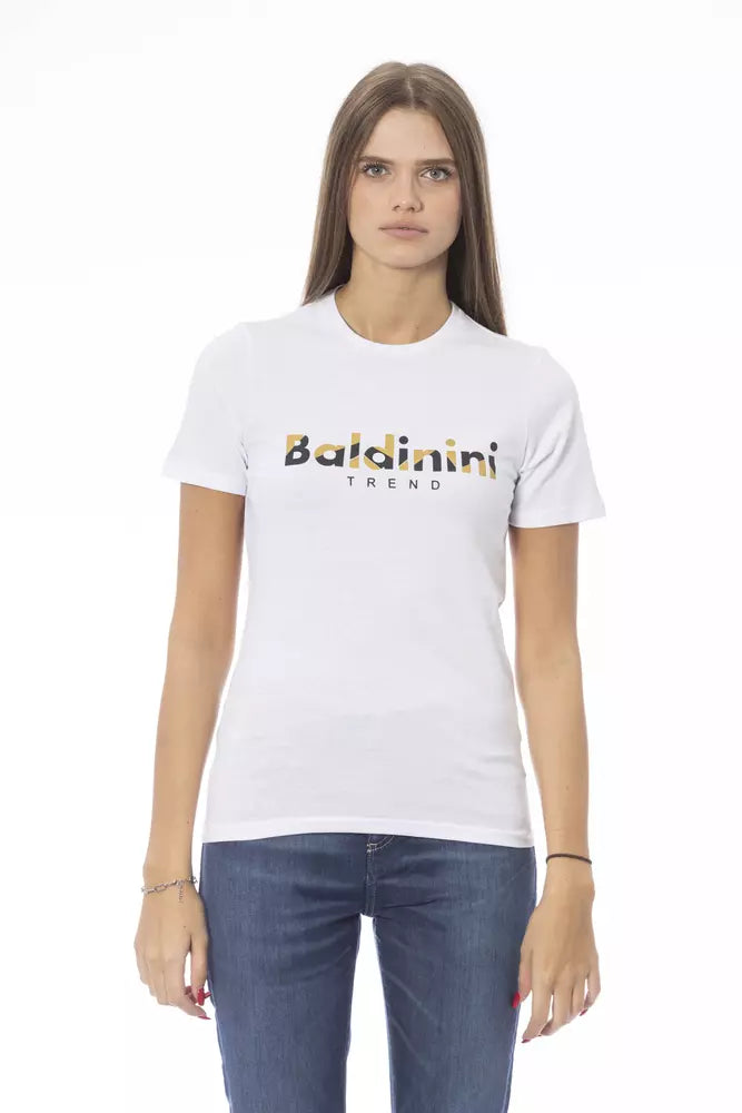 Tricou Baldinini Trend alb din bumbac pentru femei