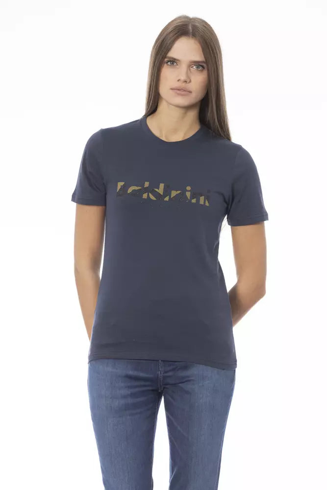 Baldinini Trend Blaues Baumwoll-Damen-T-Shirt