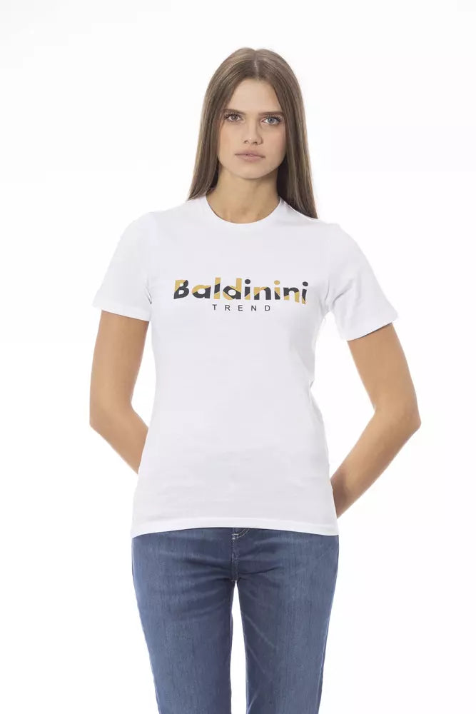 Tricou Baldinini Trend alb din bumbac pentru femei