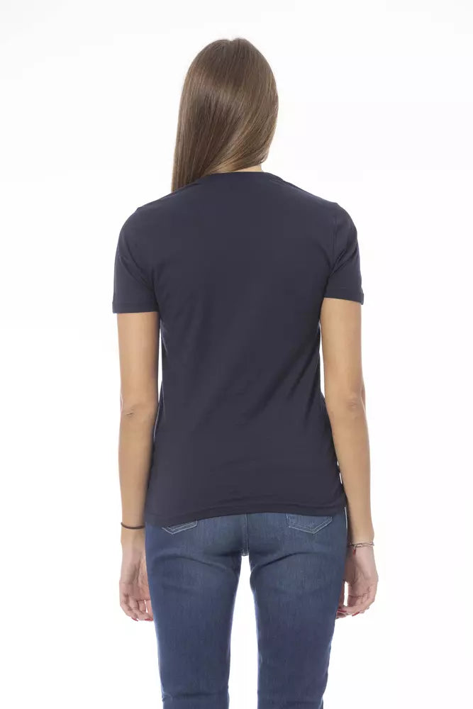 Tricou Baldinini Trend albastru din bumbac pentru femei