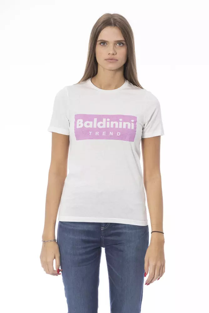 Tricou Baldinini Trend alb din bumbac pentru femei