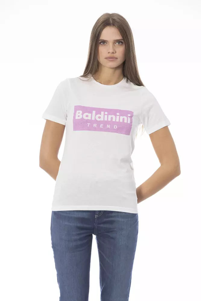 Tricou Baldinini Trend alb din bumbac pentru femei