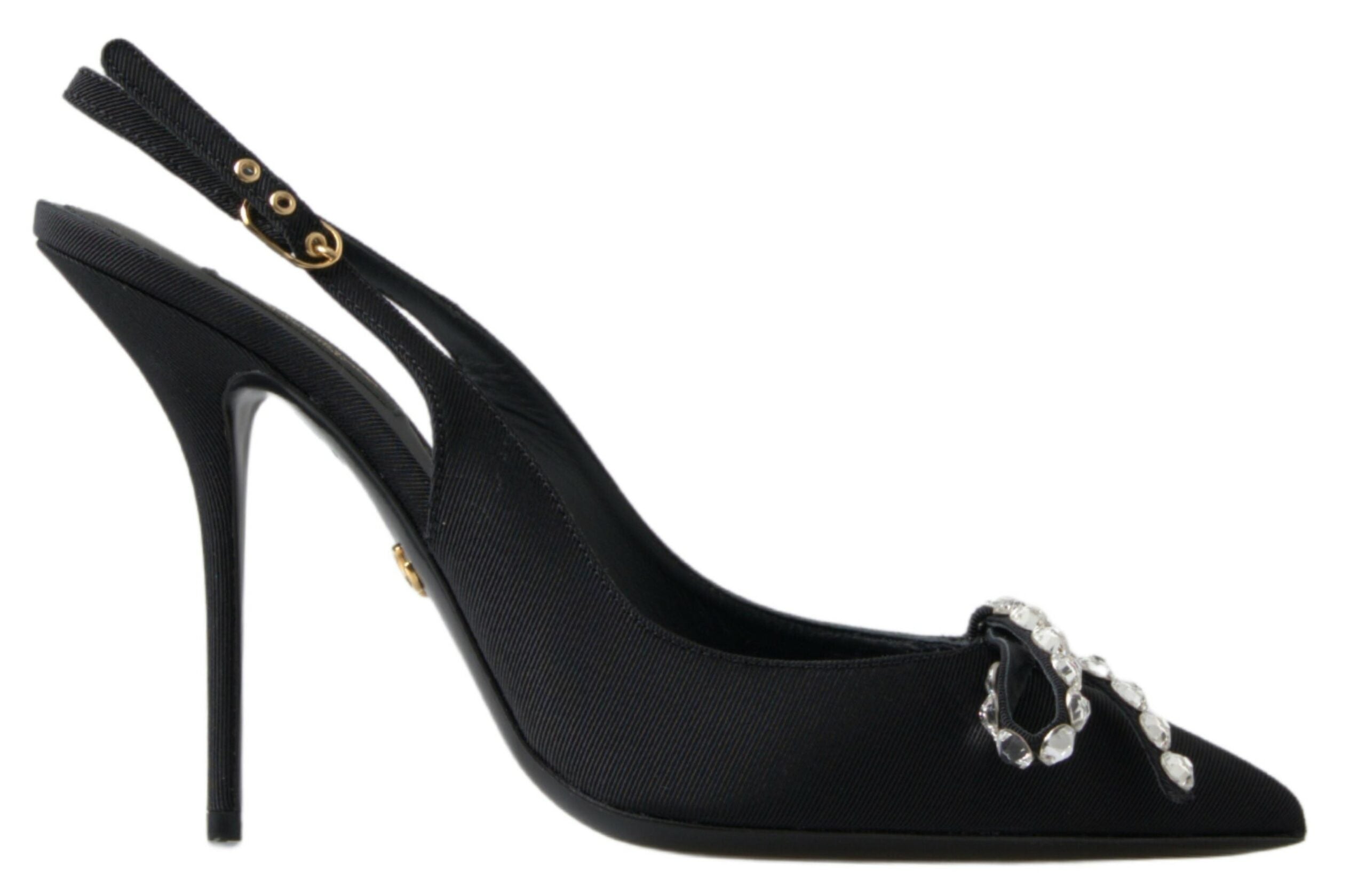 Dolce &amp; Gabbana – Verzierte schwarze Slingback-Pumps