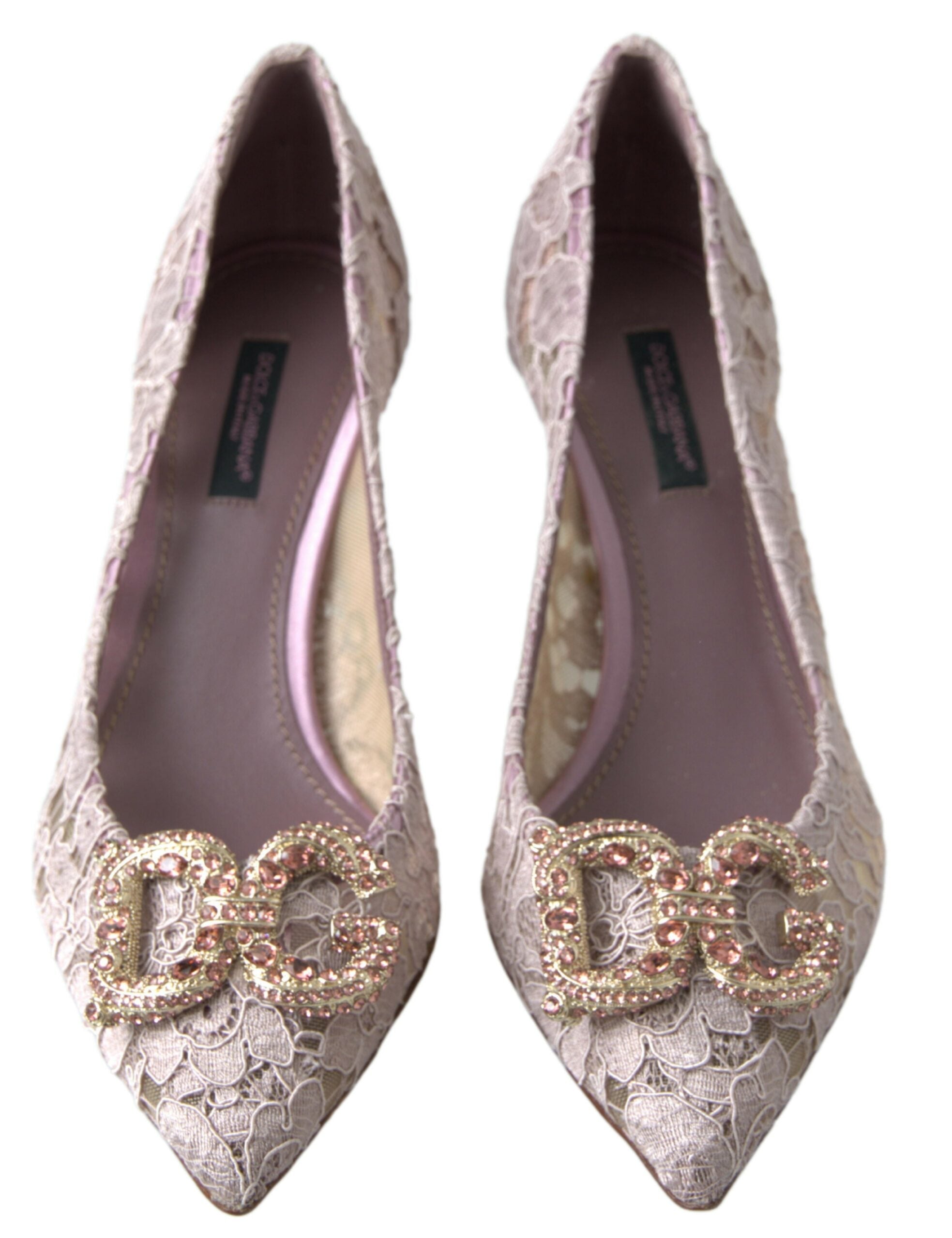 Dolce &amp; Gabbana Pantofi cu toc eleganti roz cu cristale