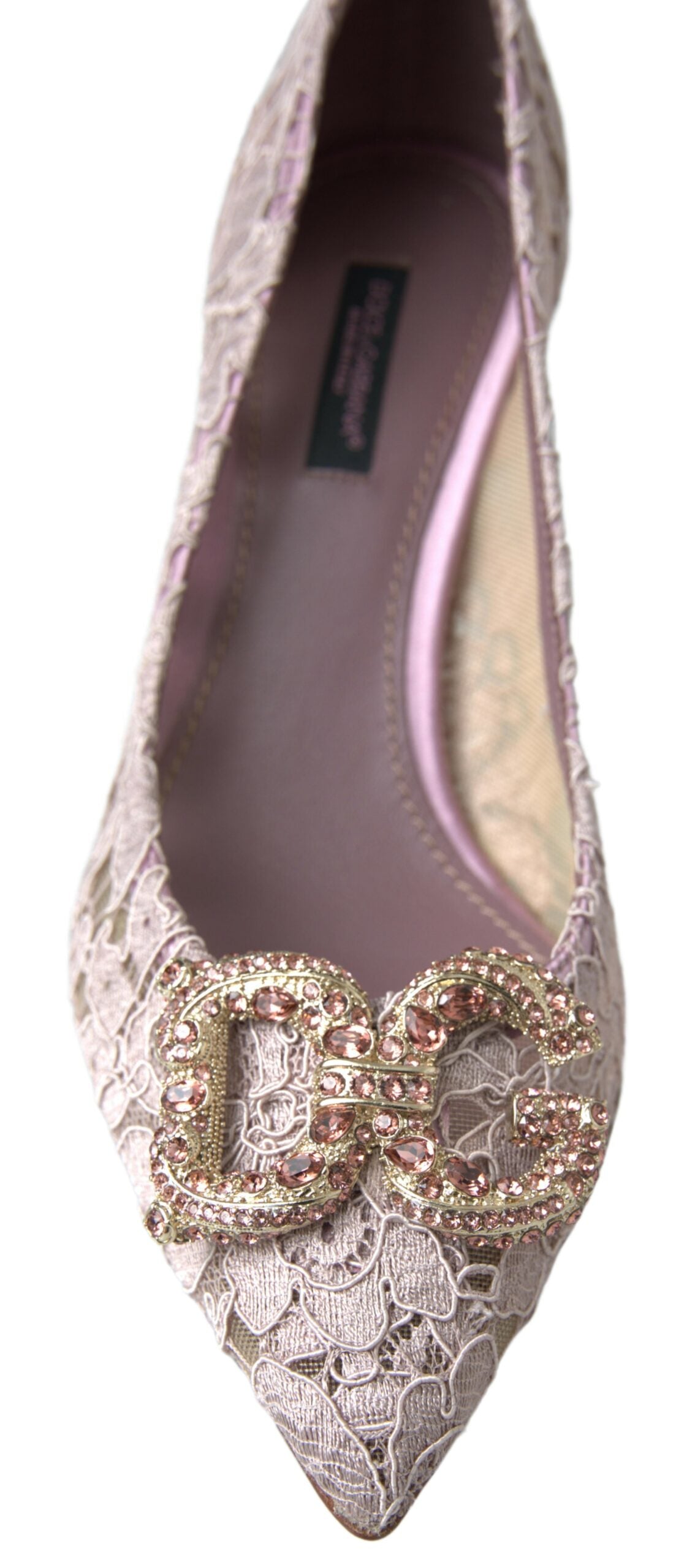 Dolce &amp; Gabbana Pantofi cu toc eleganti roz cu cristale