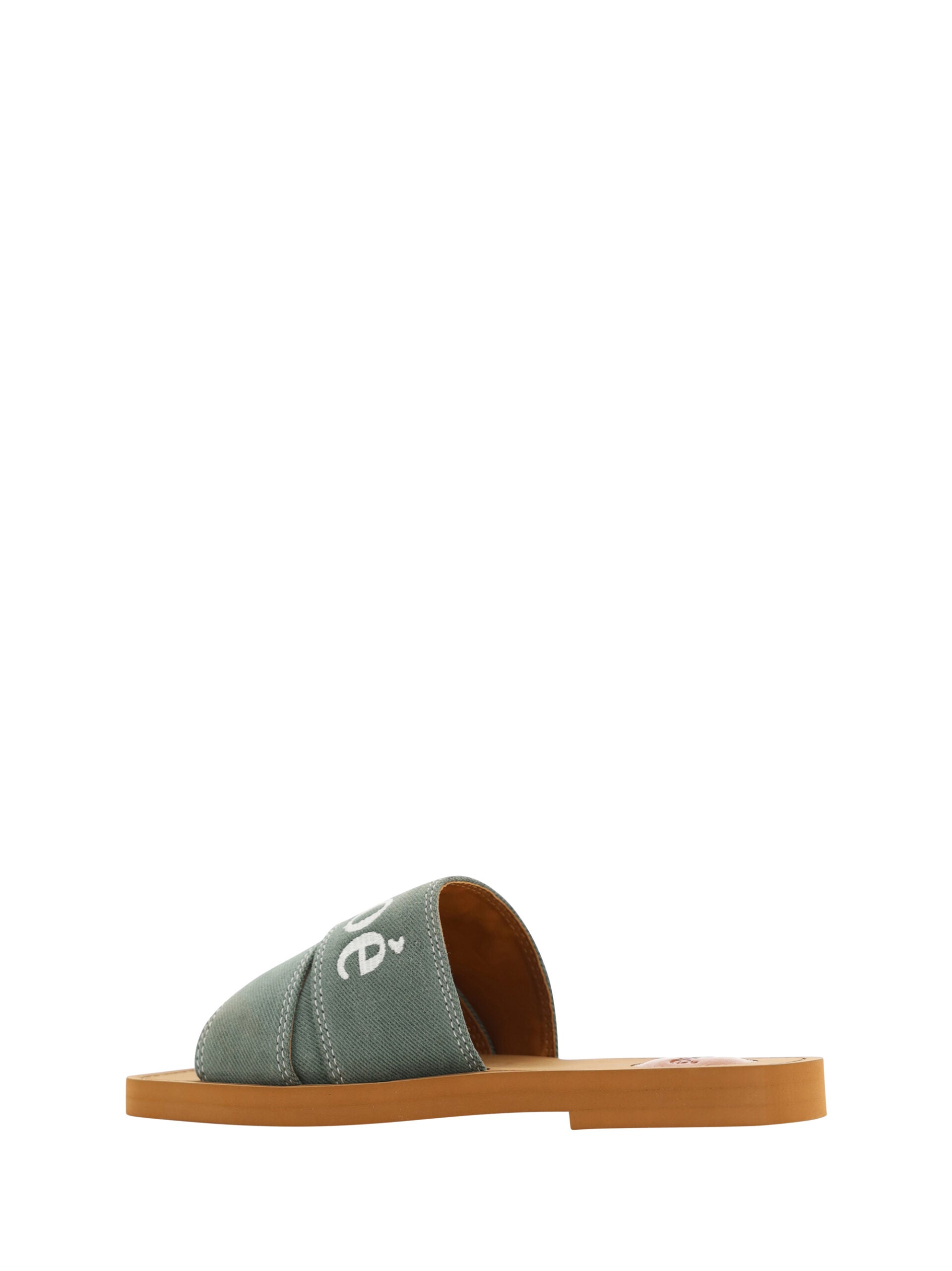 Sandale elegante Chloé din bumbac verde pădure