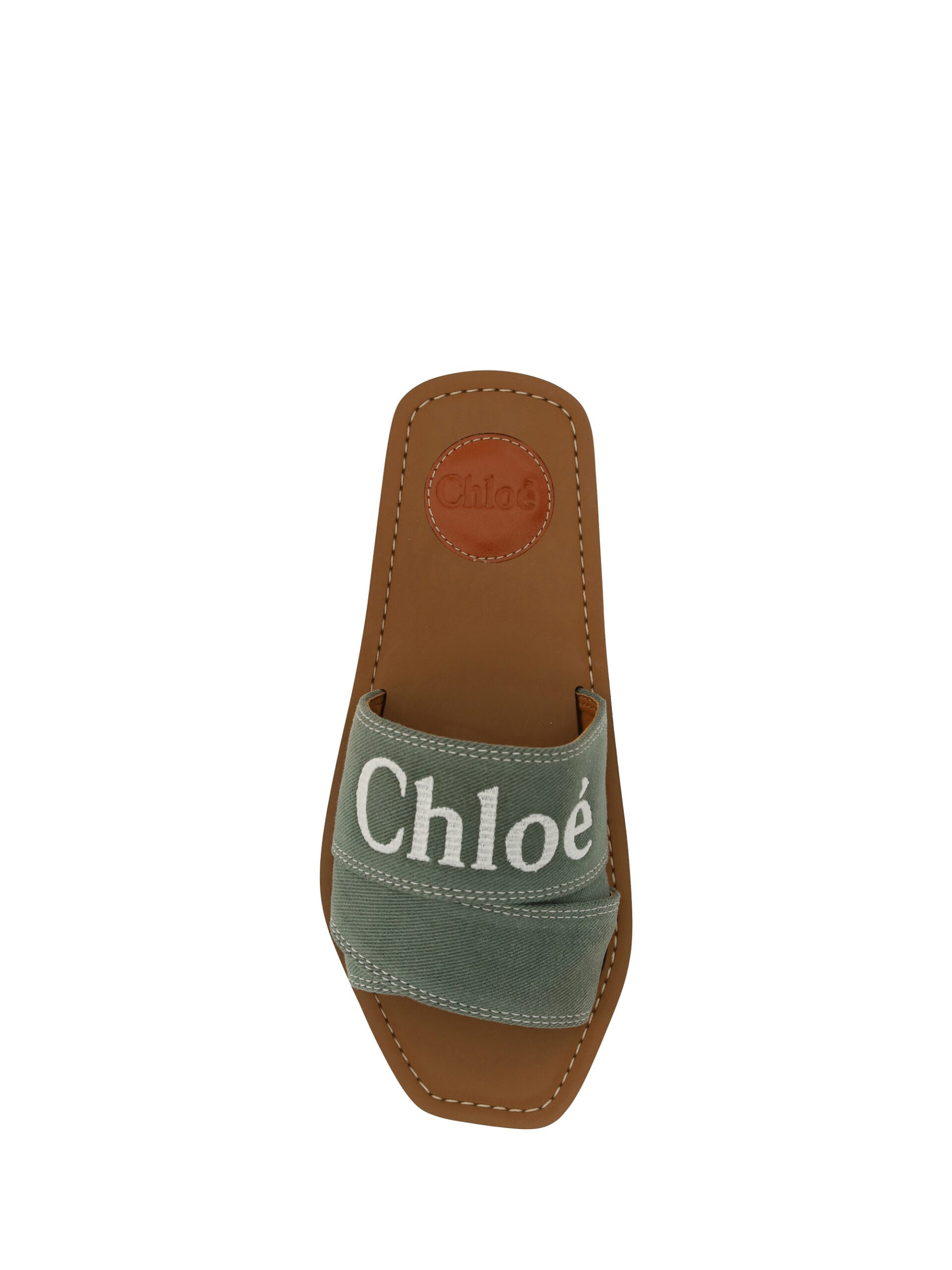 Sandale elegante Chloé din bumbac verde pădure