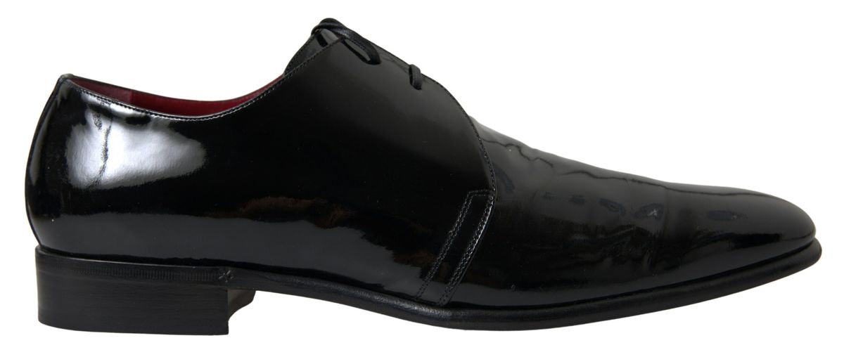 Dolce &amp; Gabbana Elegante formelle Herrenschuhe aus schwarzem Lackleder