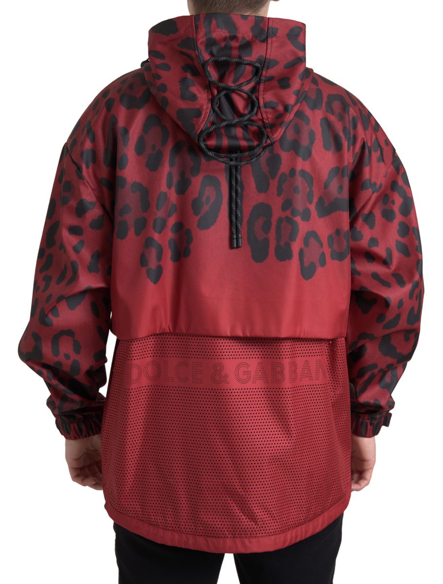 Dolce &amp; Gabbana Jachetă cu glugă cu imprimeu leopard roșu radiant