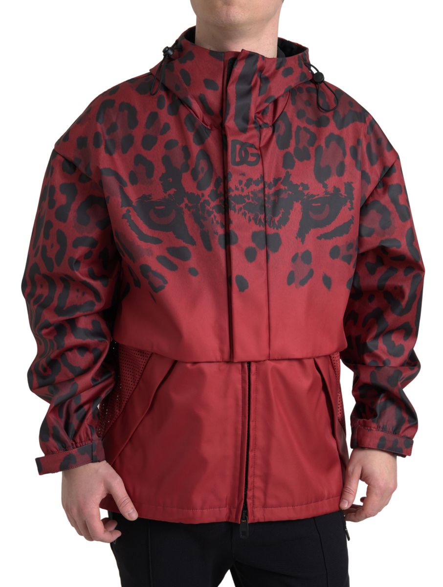 Dolce &amp; Gabbana Jachetă cu glugă cu imprimeu leopard roșu radiant