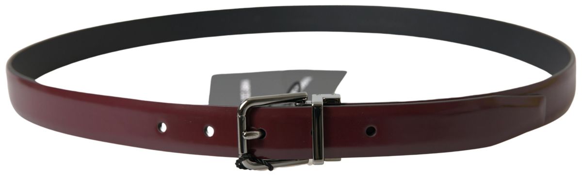Curea elegantă din piele Dolce &amp; Gabbana Bordeaux cu cataramă metalică