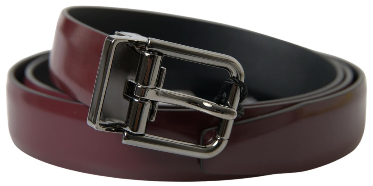 Curea elegantă din piele Dolce &amp; Gabbana Bordeaux cu cataramă metalică
