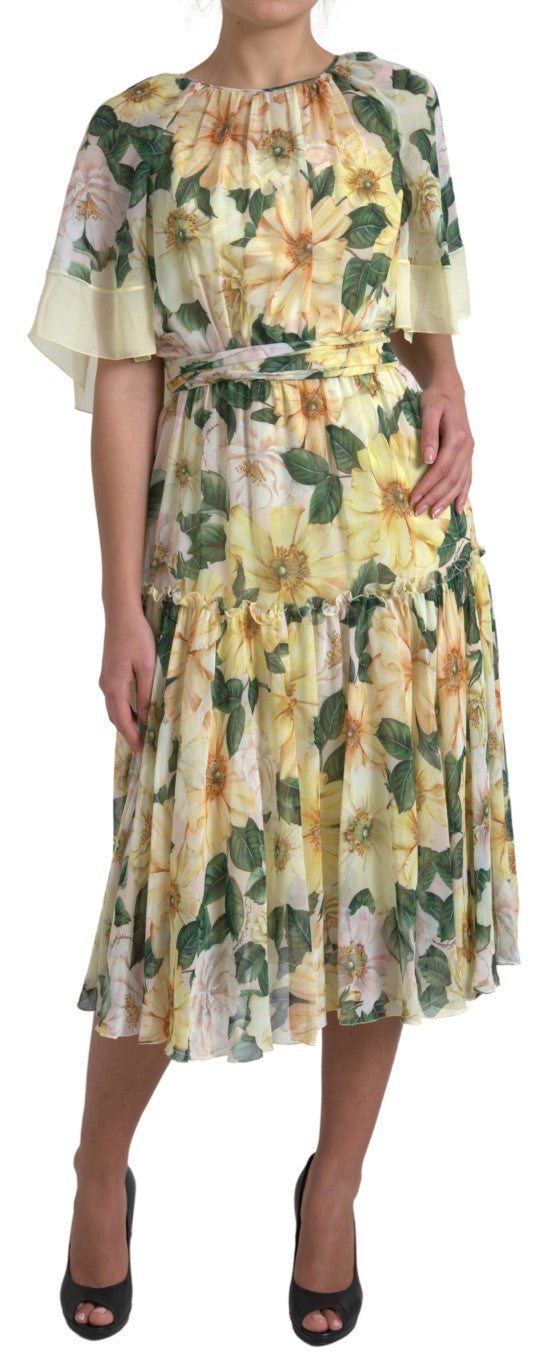 Rochie maxi elegantă cu imprimeu floral din mătase Dolce &amp; Gabbana