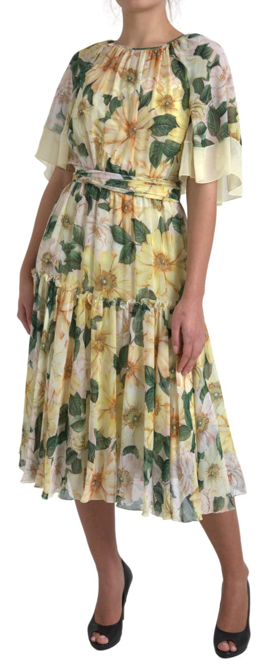 Rochie maxi elegantă cu imprimeu floral din mătase Dolce &amp; Gabbana