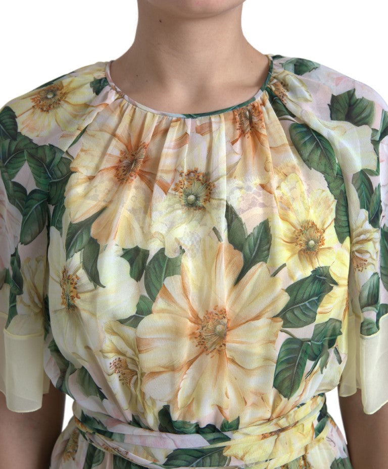 Rochie maxi elegantă cu imprimeu floral din mătase Dolce &amp; Gabbana
