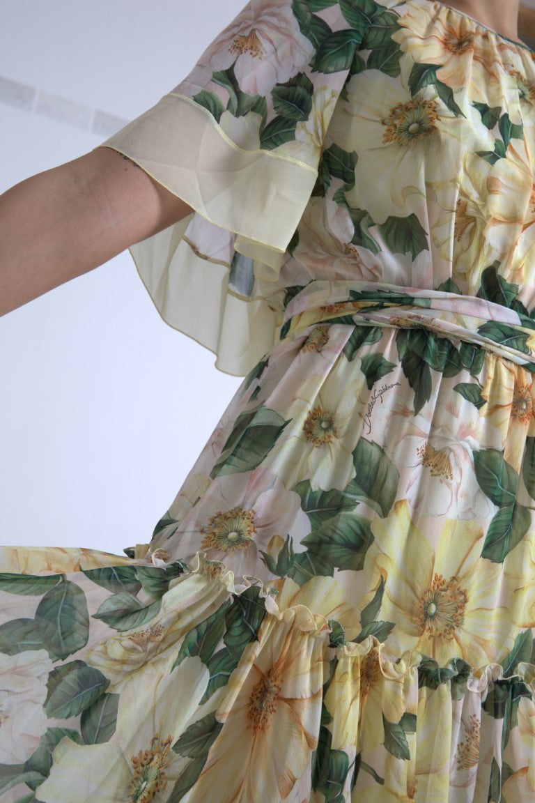 Rochie maxi elegantă cu imprimeu floral din mătase Dolce &amp; Gabbana