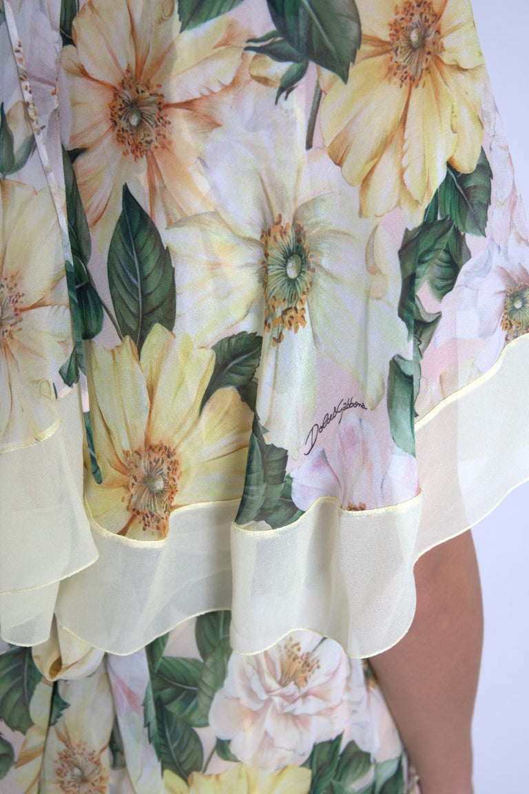 Rochie maxi elegantă cu imprimeu floral din mătase Dolce &amp; Gabbana