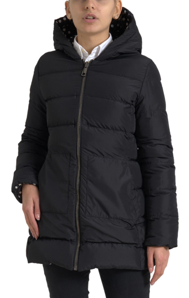 Dolce &amp; Gabbana Jachetă elegantă cu glugă și fermoar complet negru