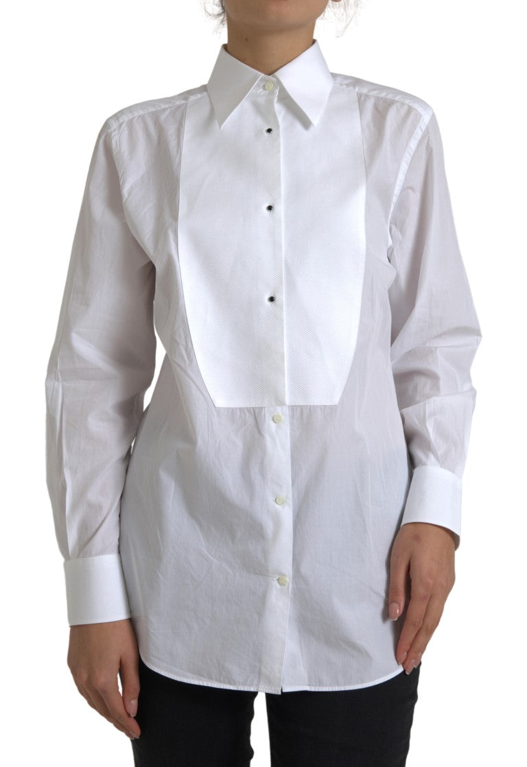 Cămașă elegantă din poplin de bumbac alb Dolce &amp; Gabbana