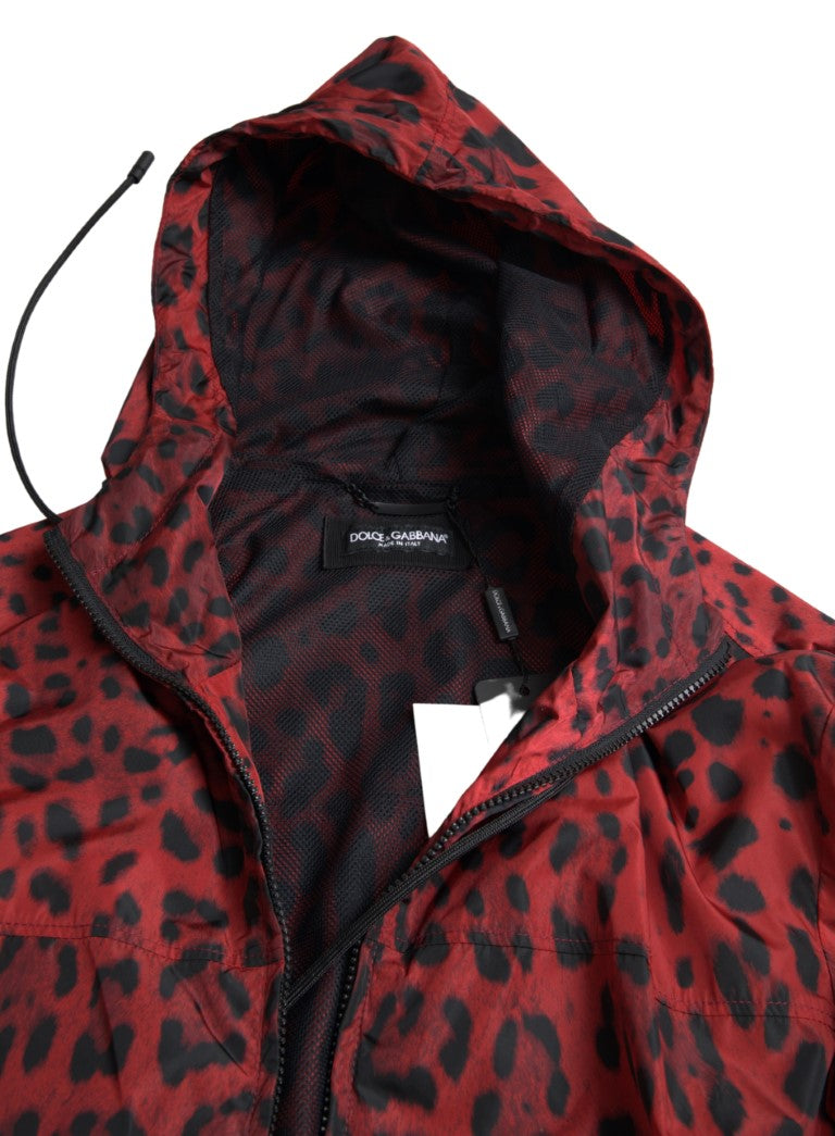 Dolce &amp; Gabbana Jachetă bomber cu glugă și imprimeu leopard roșu